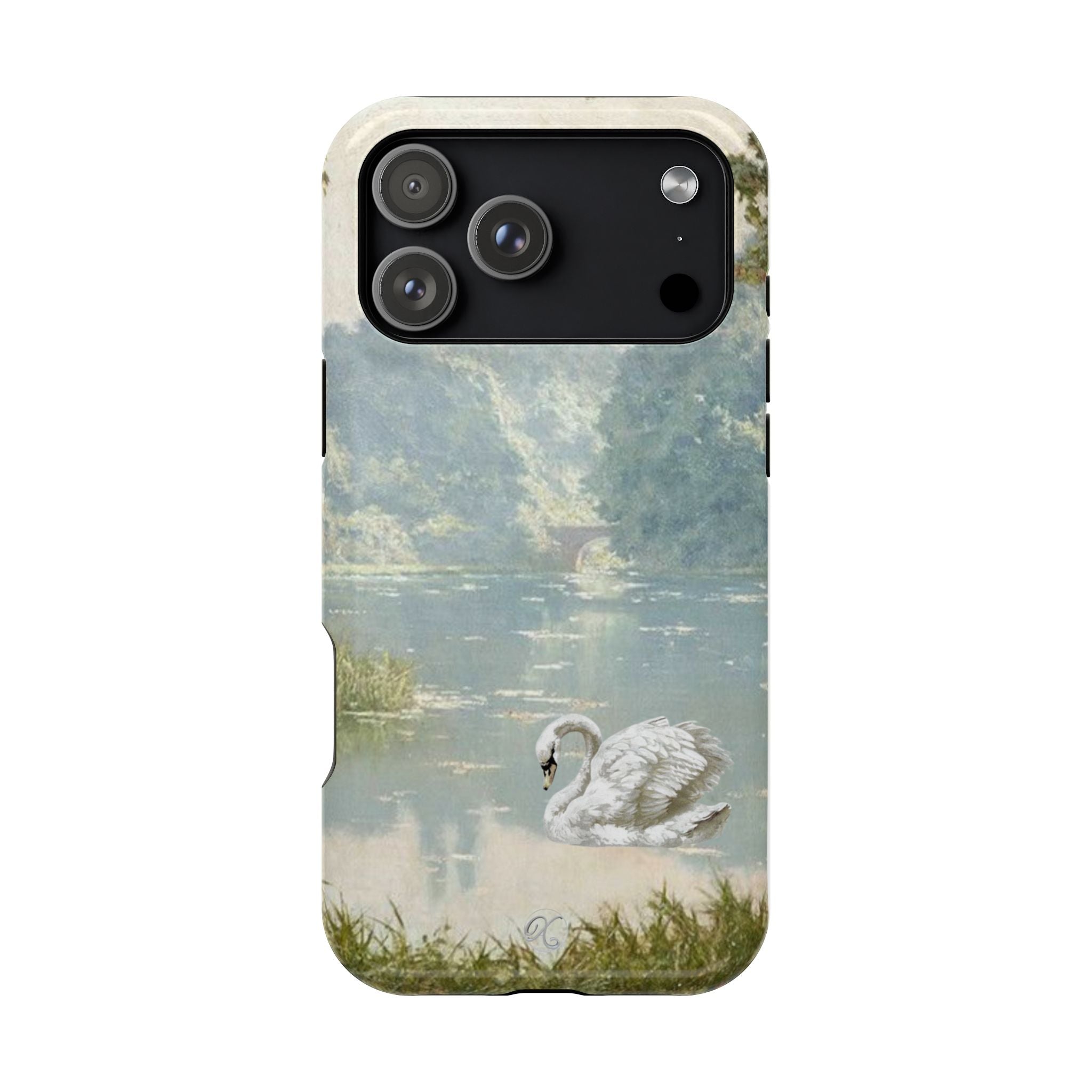 Swan Lake Impact-Resistant Phone Case — Vintage Watercolor Nature Design