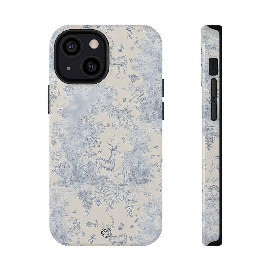 Deer Toile Impact-Resistant Phone Case — Vintage Woodland Pattern