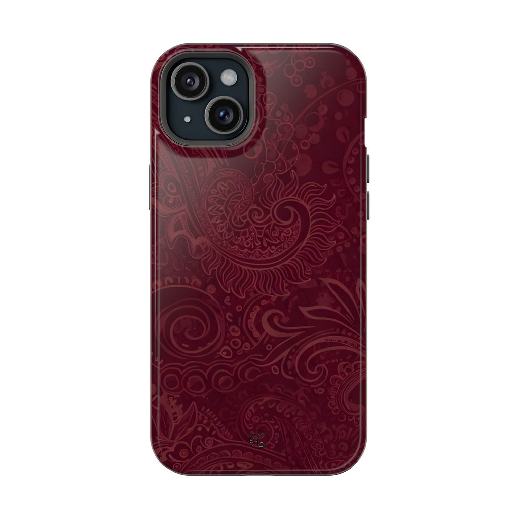 Burgundy Paisley Impact-Resistant Phone Case