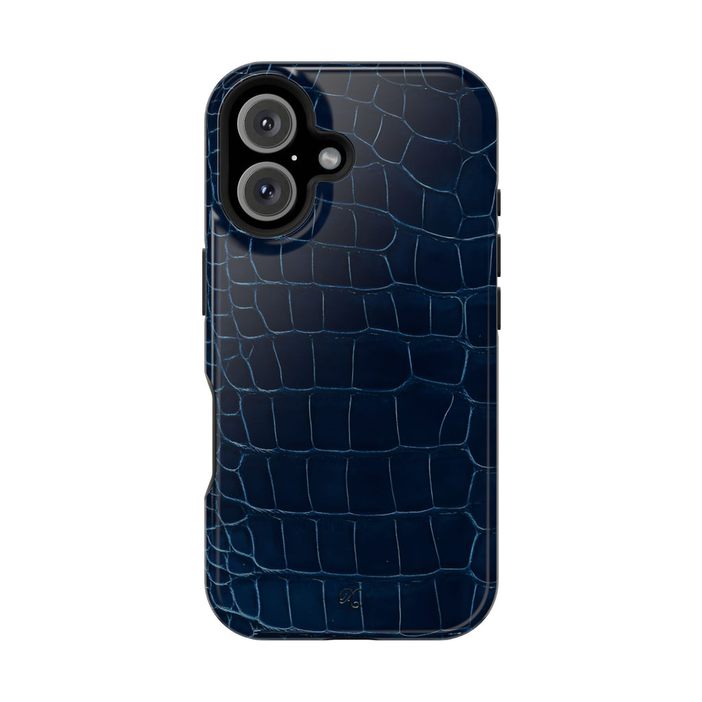 Croc-Embossed Impact-Resistant Phone Case – Navy Protective Cover