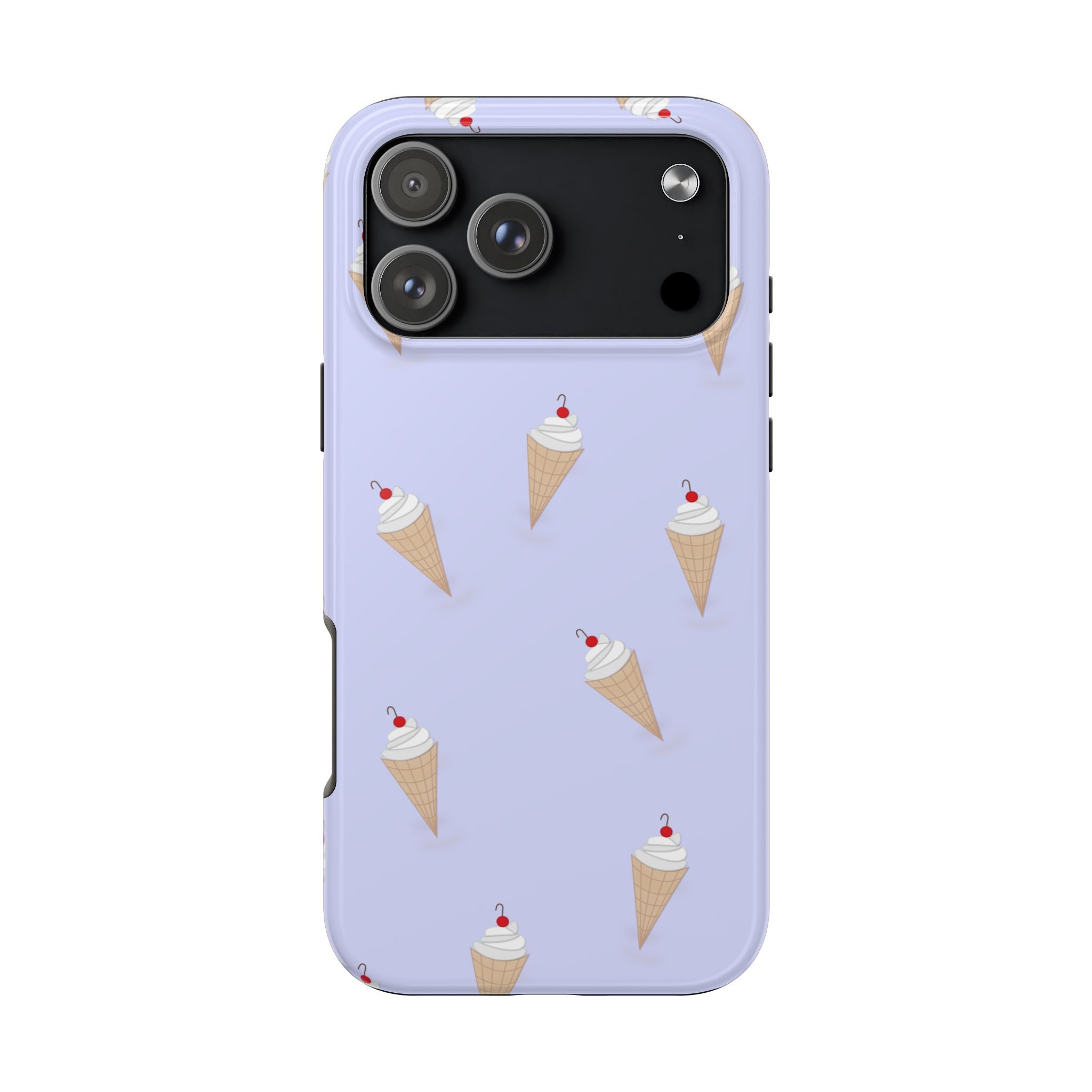 Ice Cream Cone Pattern Tough Phone Case — Pastel Lavender Protective Phone Cover