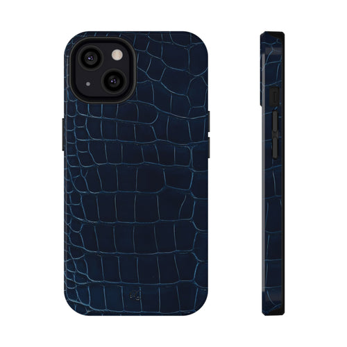 Croc-Embossed Impact-Resistant Phone Case – Navy Protective Cover