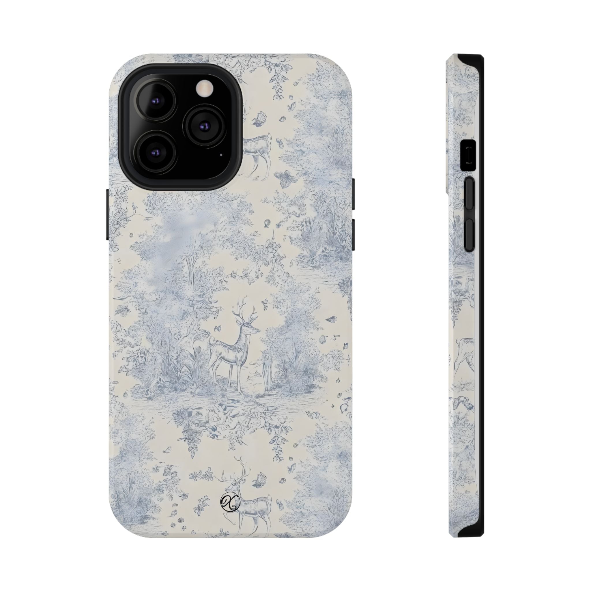 Deer Toile Impact-Resistant Phone Case — Vintage Woodland Pattern