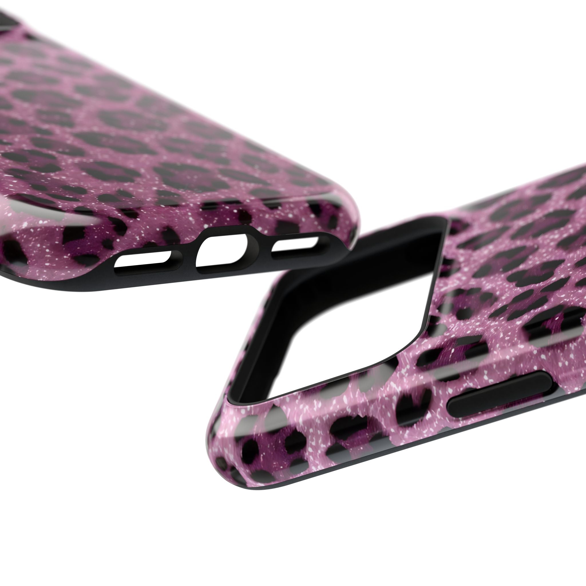 Pink Leopard Impact-Resistant Phone Case — Glitter Animal Print Protective Cover