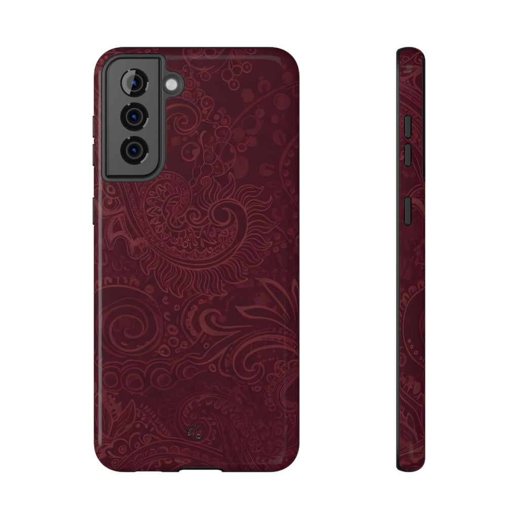 Burgundy Paisley Impact-Resistant Phone Case