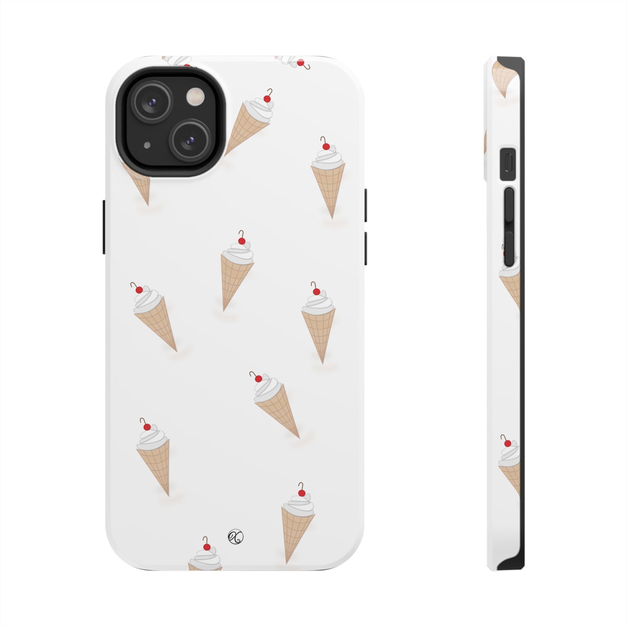Ice Cream Cone Tough Phone Case — Cute Cherry Sundae Pattern Protective Phone Cover