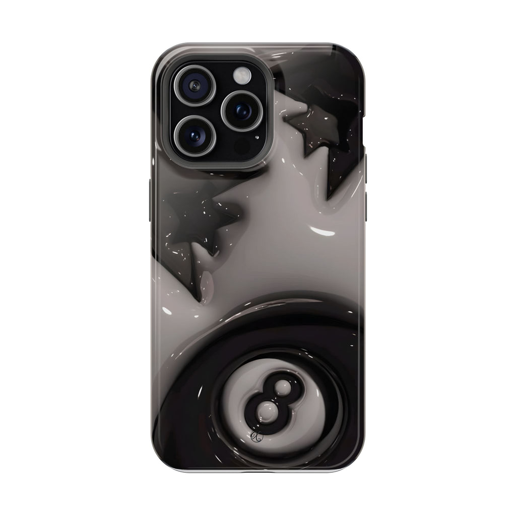 Black 8-Ball & Stars Impact-Resistant Phone Case — Protective iPhone Cover