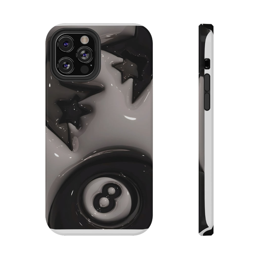 Black 8-Ball & Stars Impact-Resistant Phone Case — Protective iPhone Cover