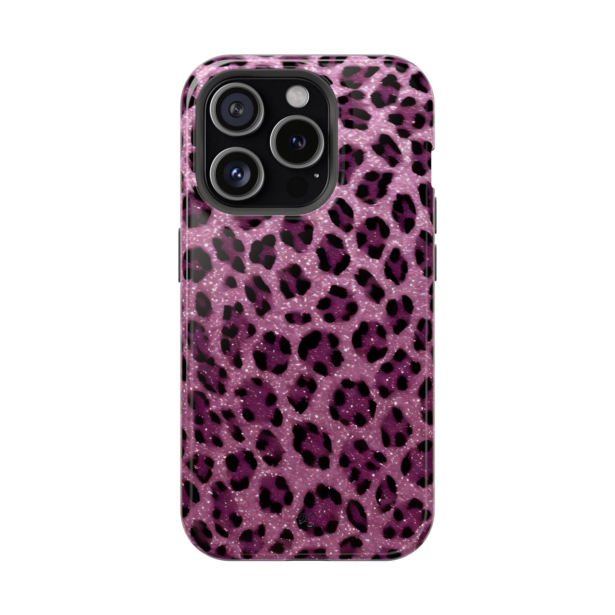Pink Leopard Impact-Resistant Phone Case — Glitter Animal Print Protective Cover