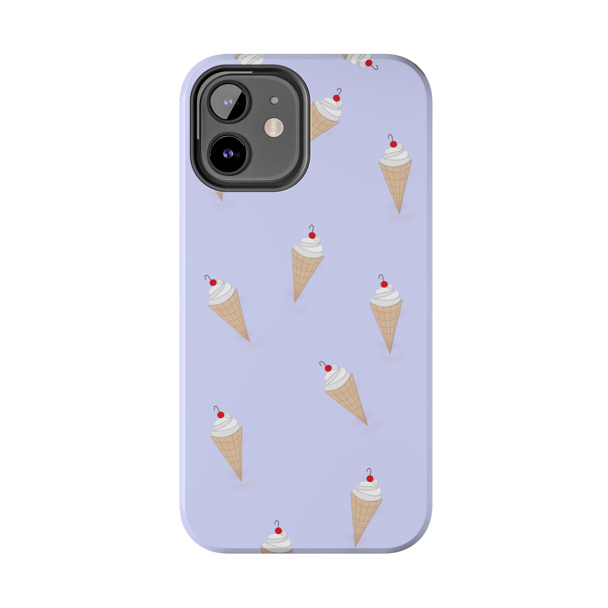 Ice Cream Cone Pattern Tough Phone Case — Pastel Lavender Protective Phone Cover