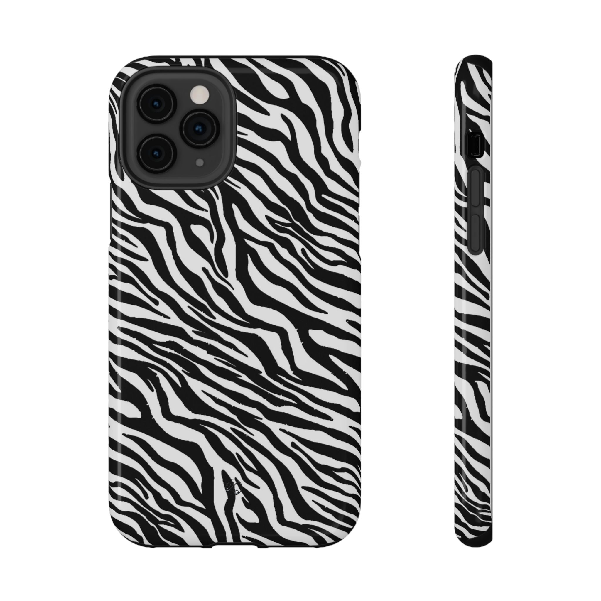 Zebra Print Impact-Resistant Phone Case — Black & White Safari Design