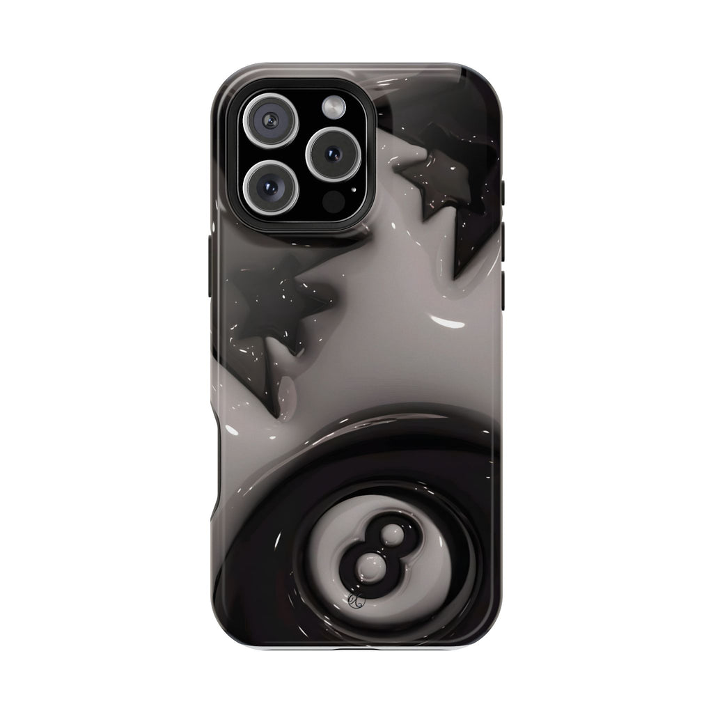 Black 8-Ball & Stars Impact-Resistant Phone Case — Protective iPhone Cover
