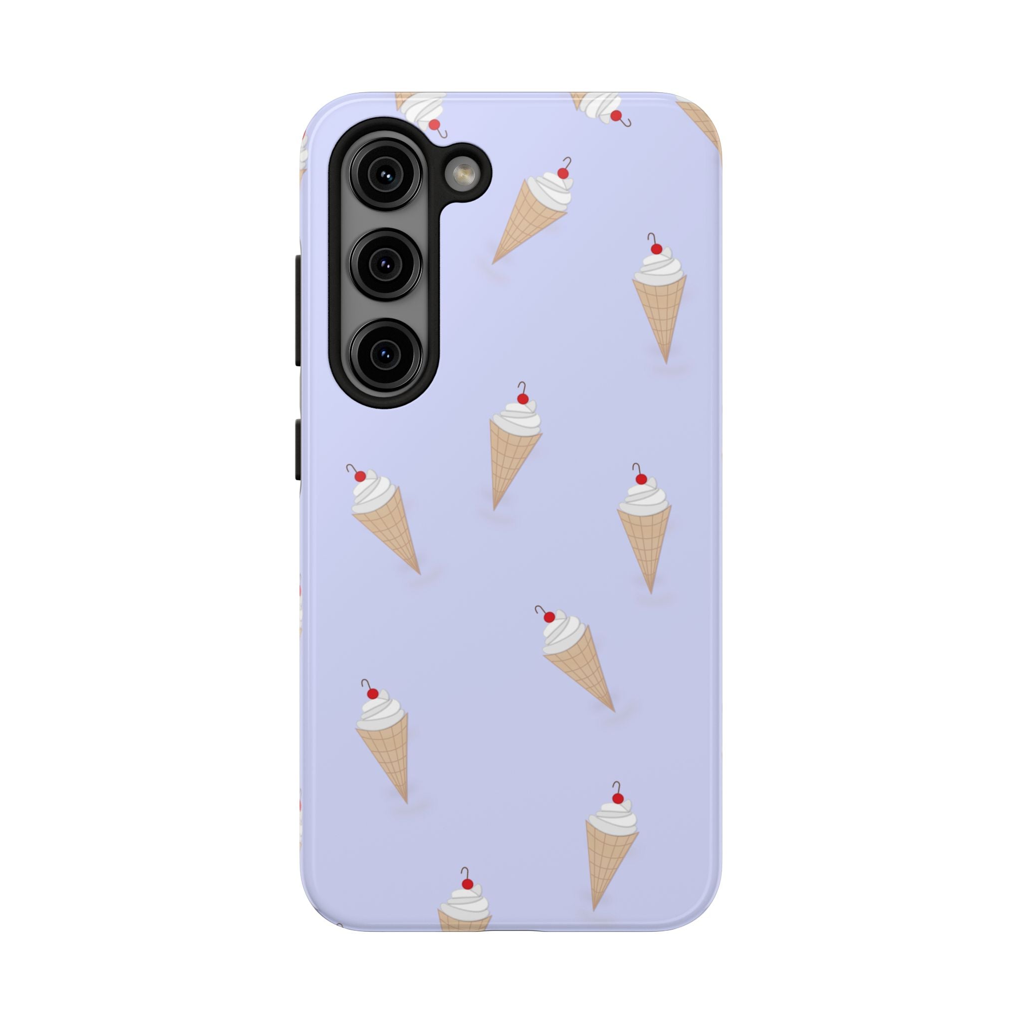 Ice Cream Cone Pattern Tough Phone Case — Pastel Lavender Protective Phone Cover