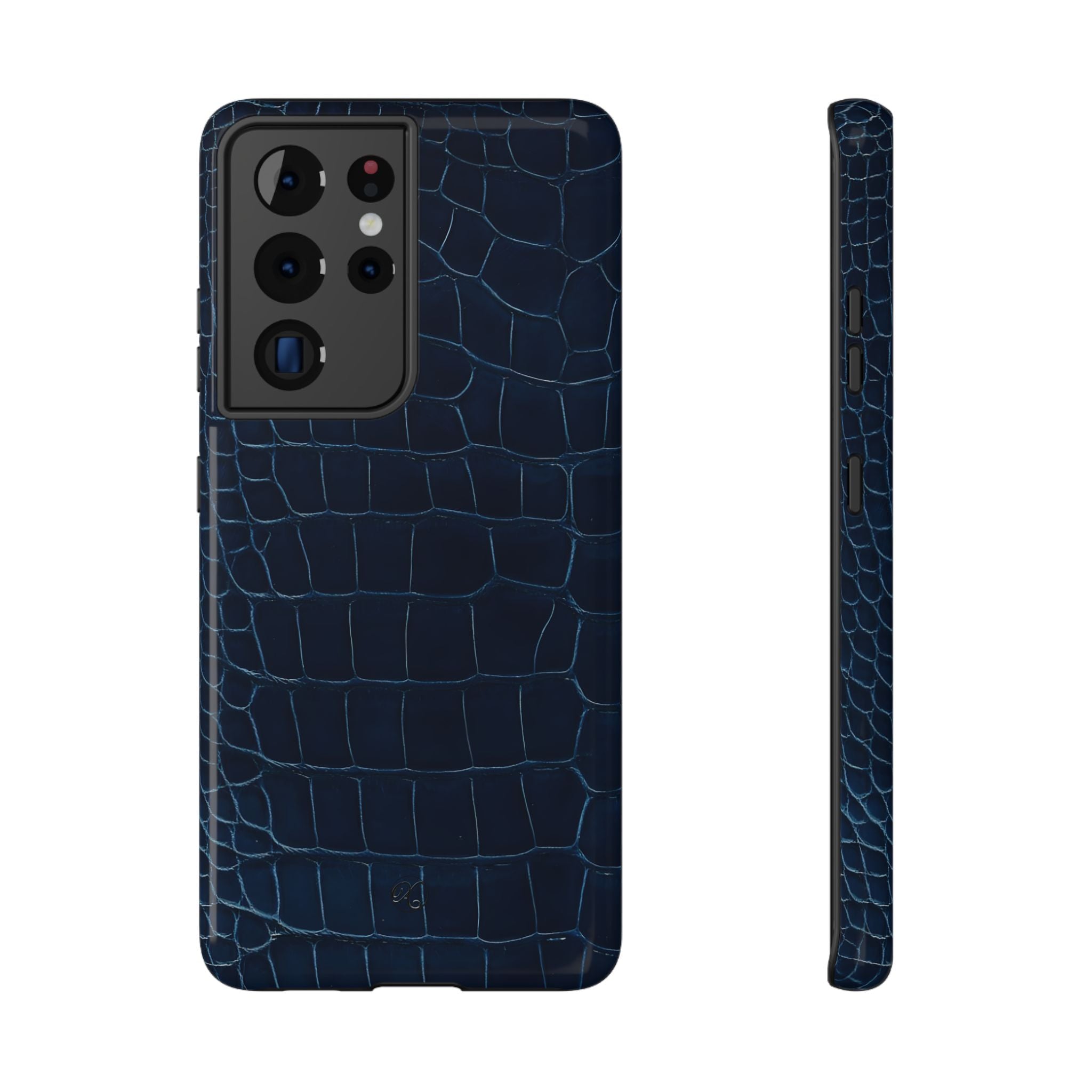 Croc-Embossed Impact-Resistant Phone Case – Navy Protective Cover