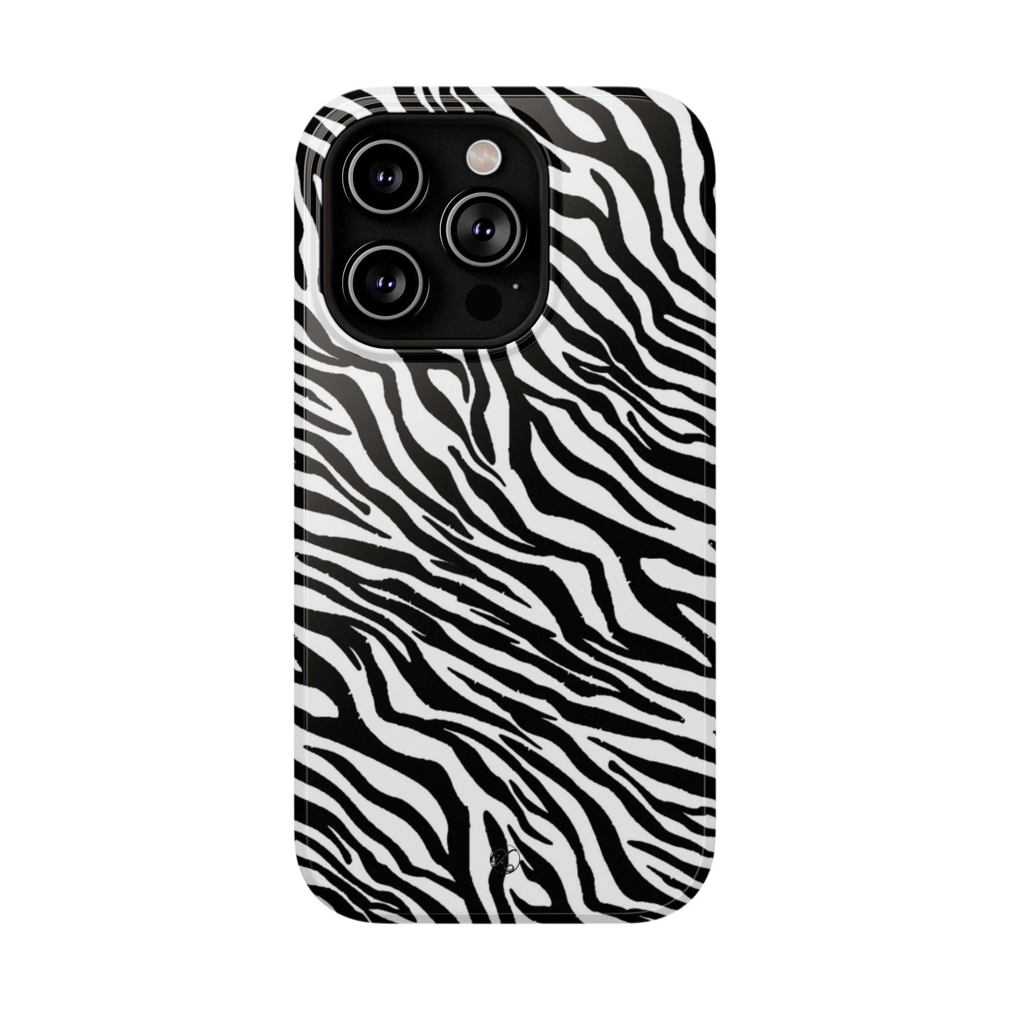 Zebra Print Impact-Resistant Phone Case — Black & White Safari Design