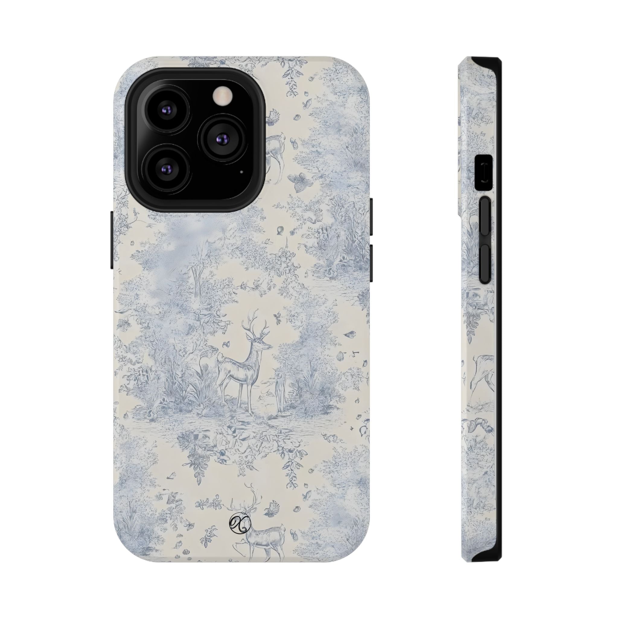 Deer Toile Impact-Resistant Phone Case — Vintage Woodland Pattern