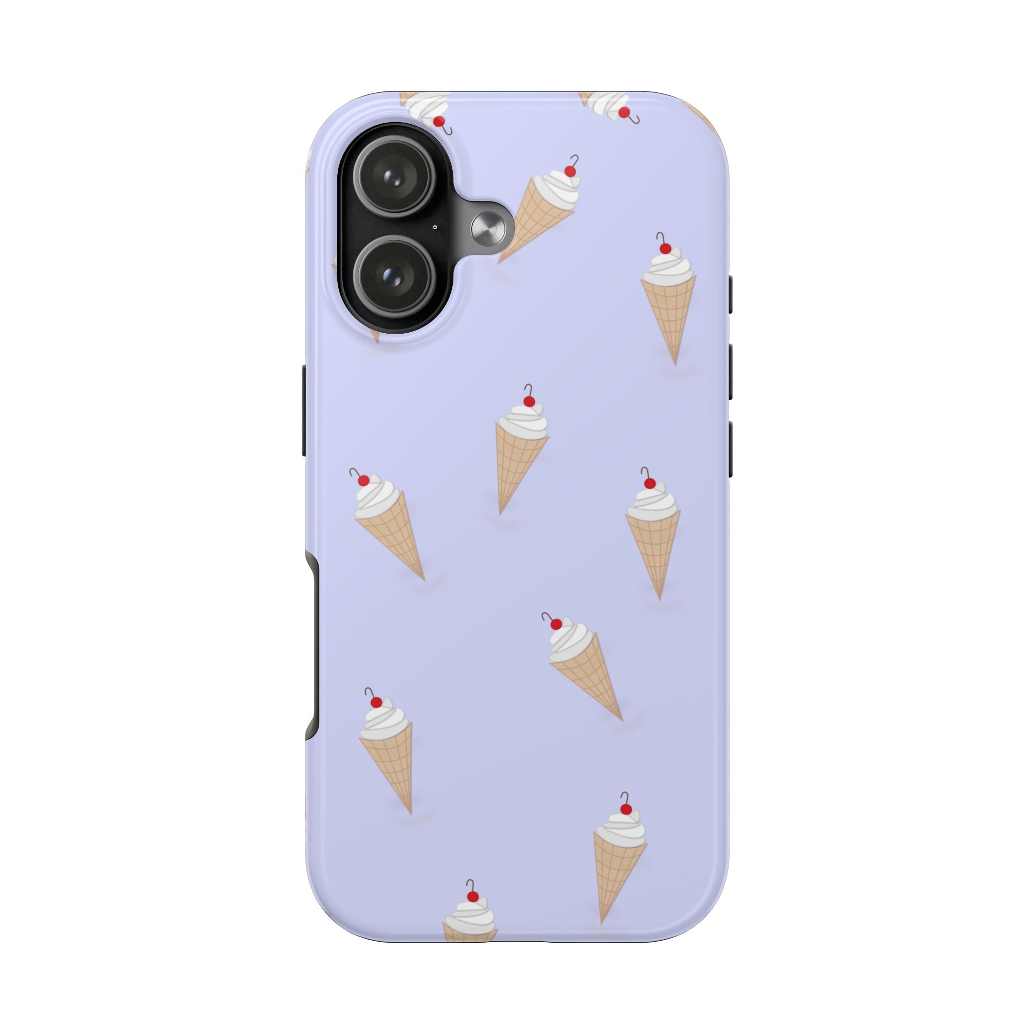 Ice Cream Cone Pattern Tough Phone Case — Pastel Lavender Protective Phone Cover
