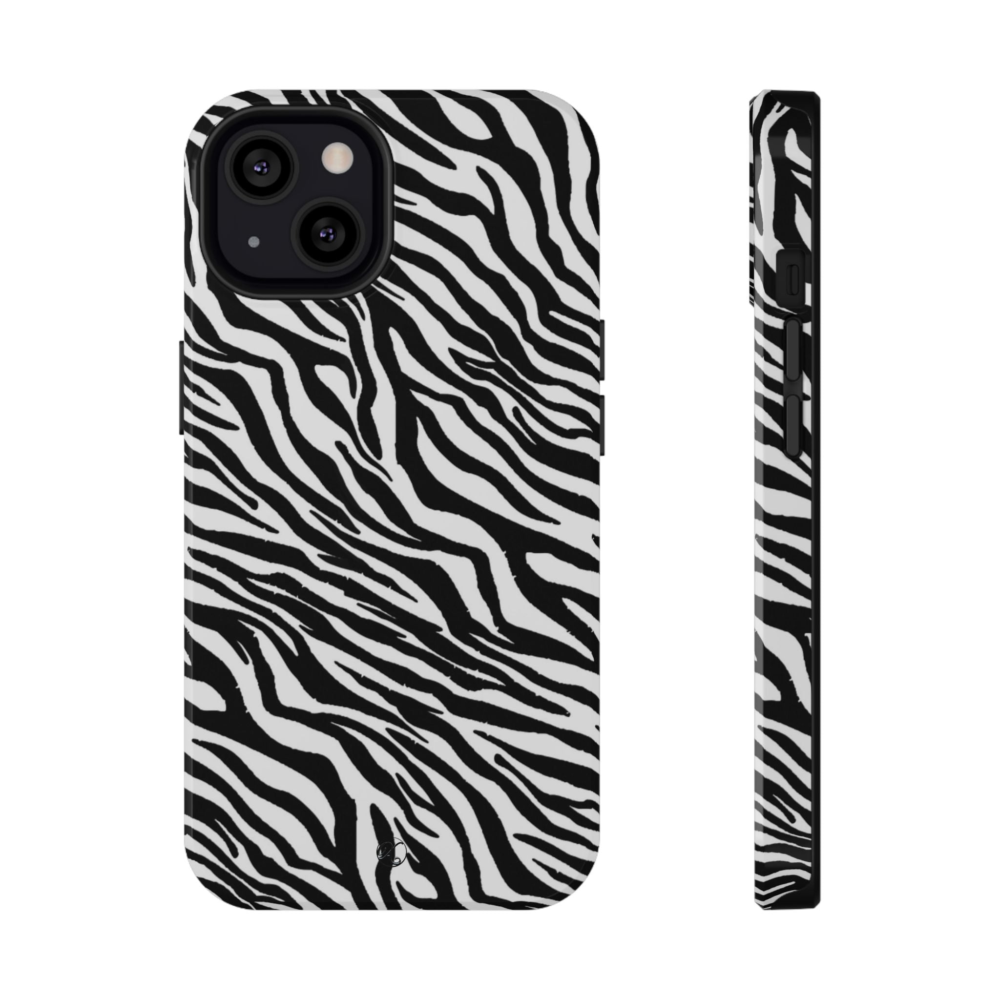 Zebra Print Impact-Resistant Phone Case — Black & White Safari Design