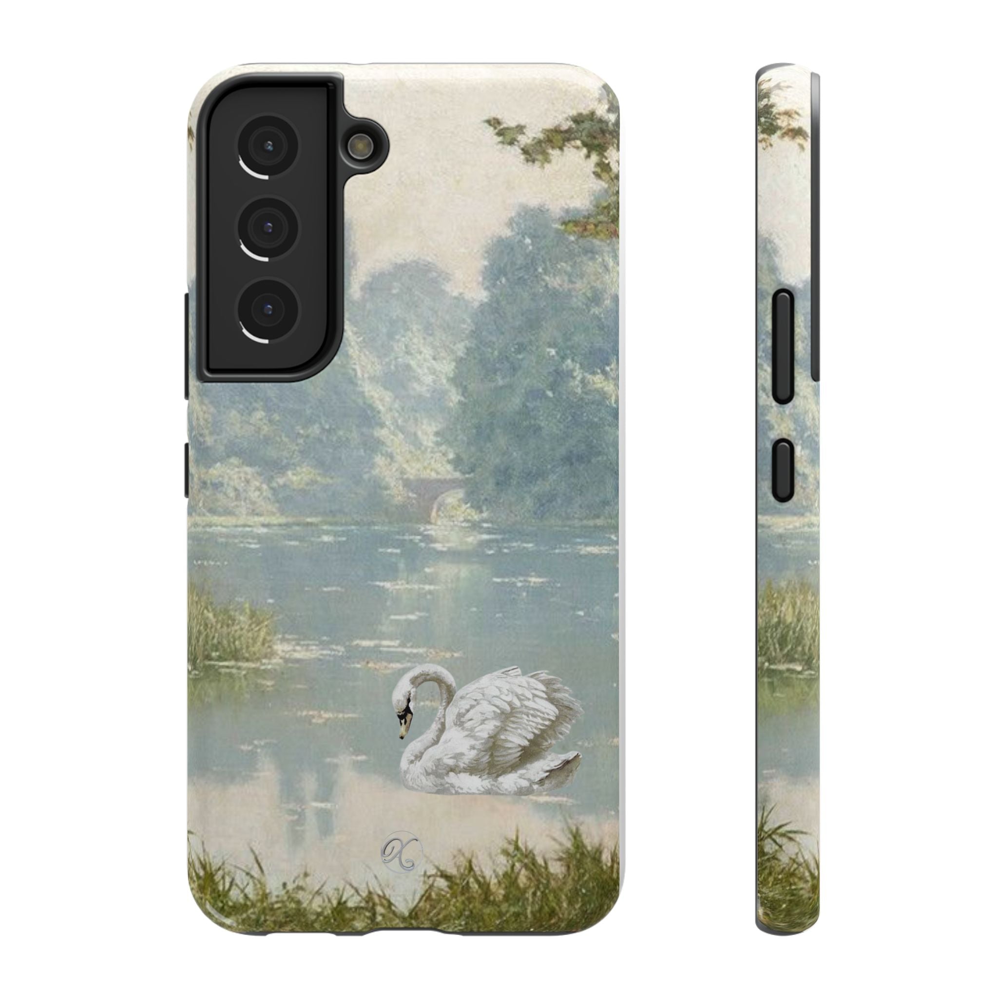 Swan Lake Impact-Resistant Phone Case — Vintage Watercolor Nature Design