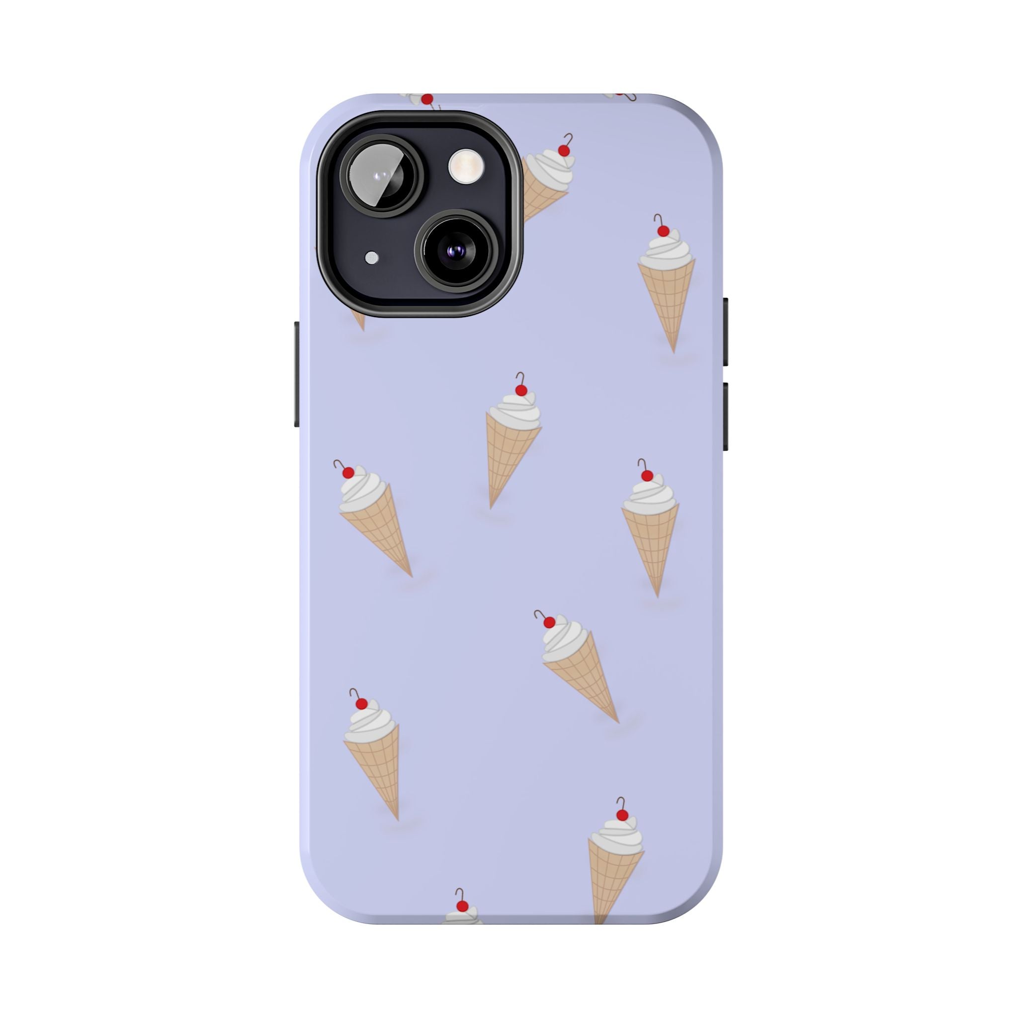 Ice Cream Cone Pattern Tough Phone Case — Pastel Lavender Protective Phone Cover