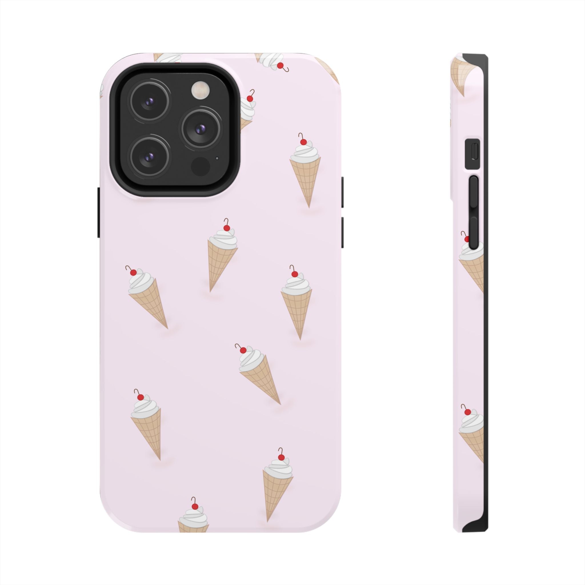 Ice Cream Cone Tough Phone Case — Pastel Pink Patterned Protective Phone Case