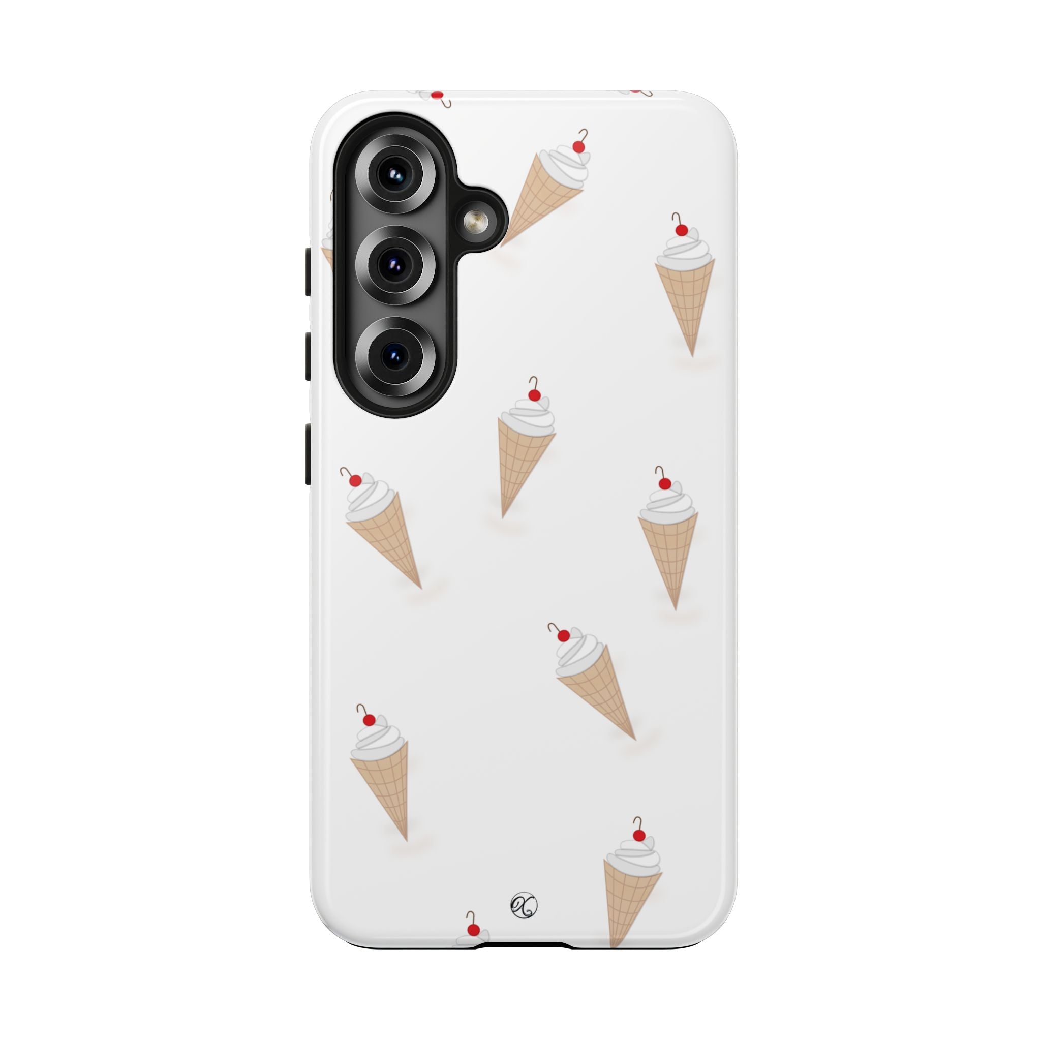 Ice Cream Cone Tough Phone Case — Cute Cherry Sundae Pattern Protective Phone Cover