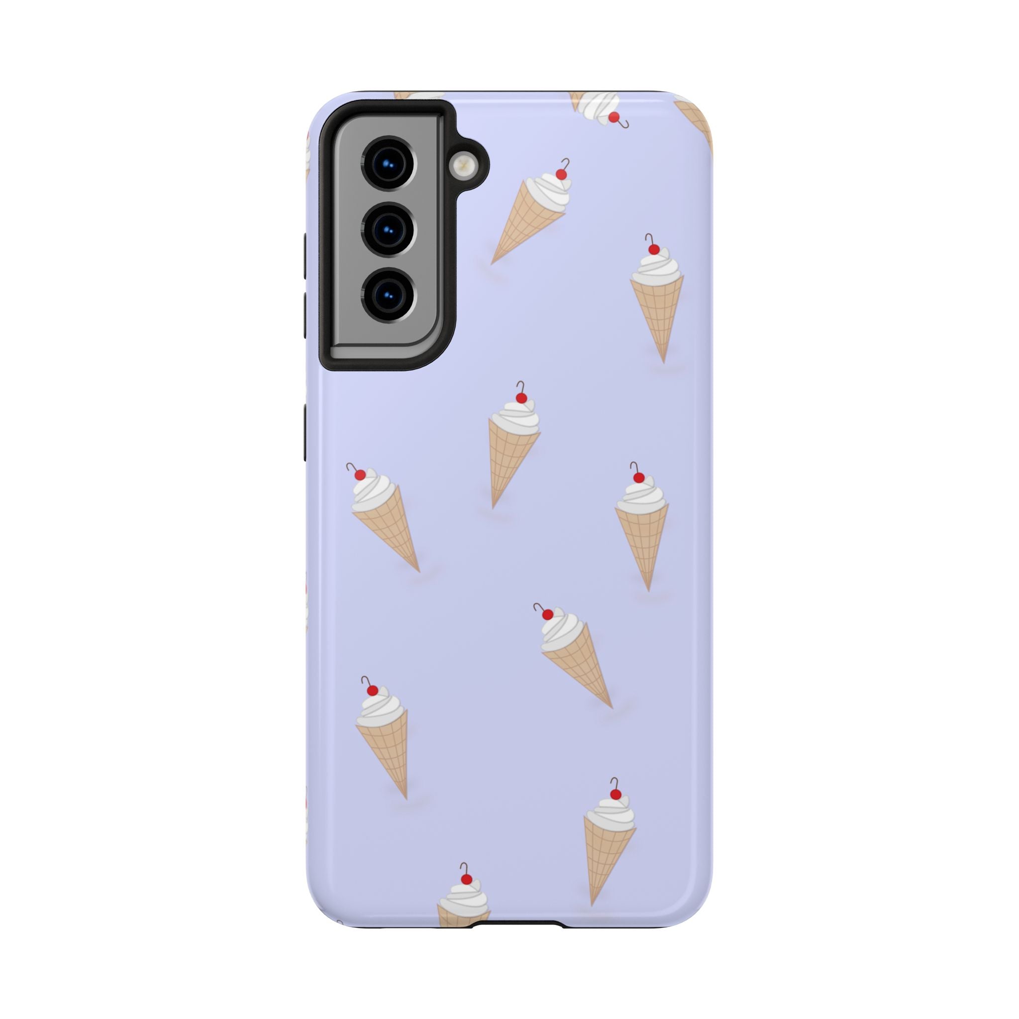 Ice Cream Cone Pattern Tough Phone Case — Pastel Lavender Protective Phone Cover