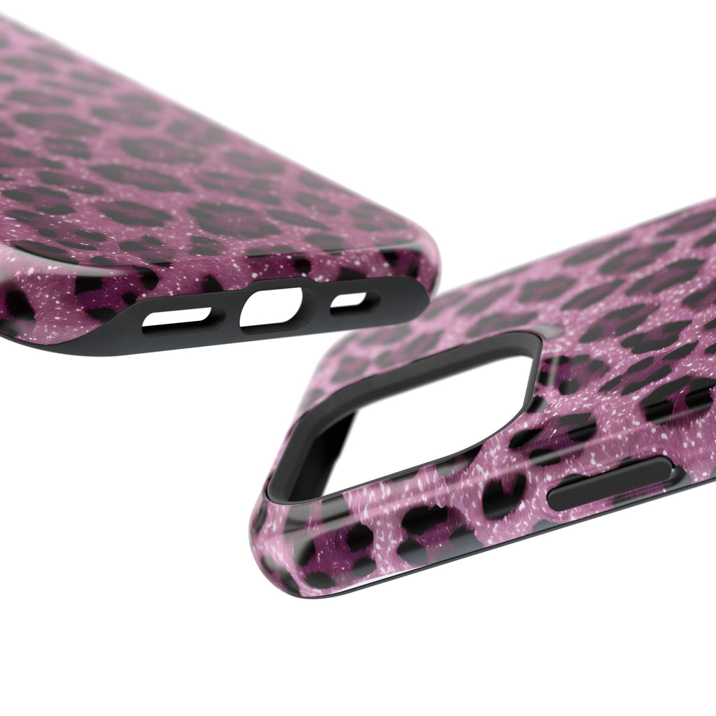 Pink Leopard Impact-Resistant Phone Case — Glitter Animal Print Protective Cover