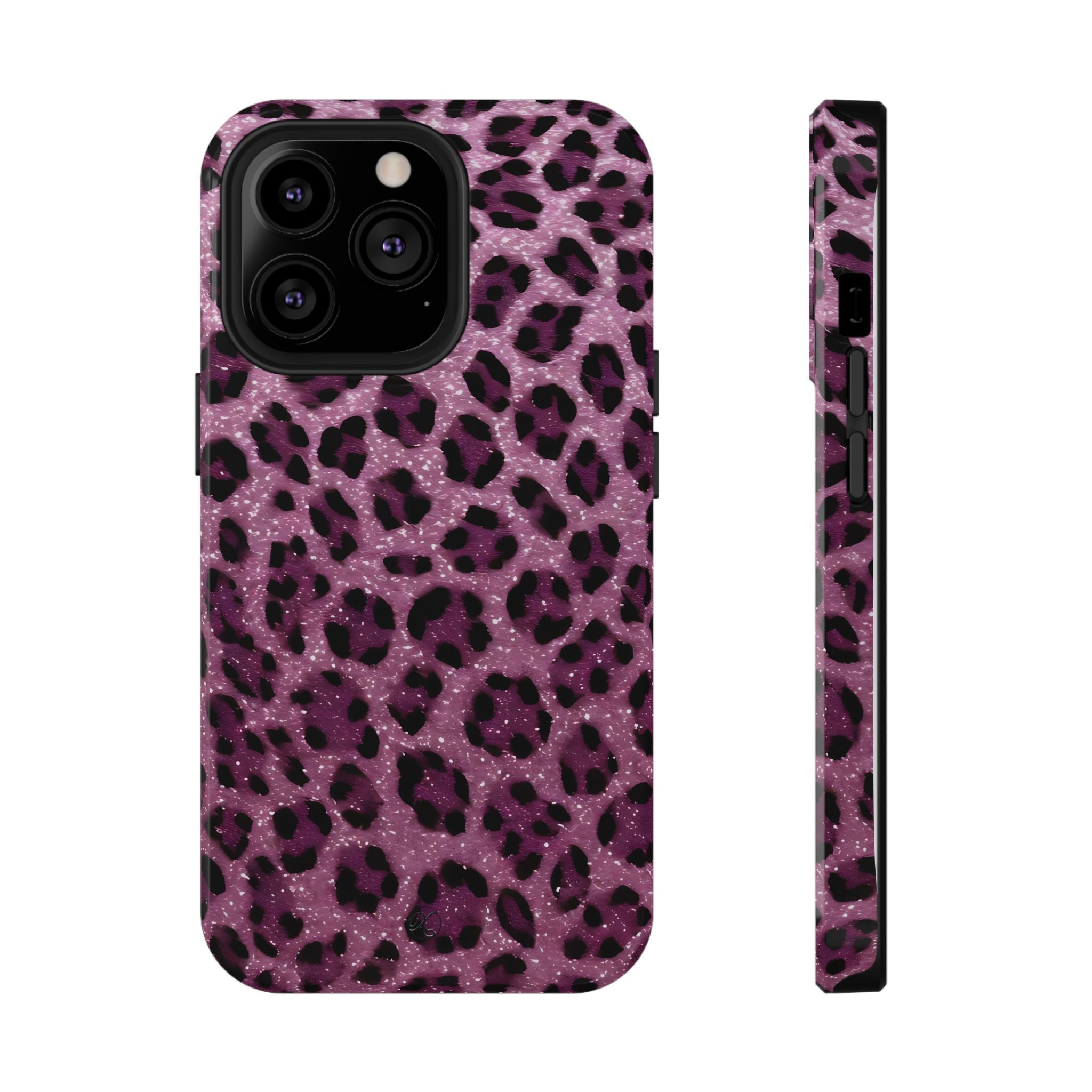 Pink Leopard Impact-Resistant Phone Case — Glitter Animal Print Protective Cover
