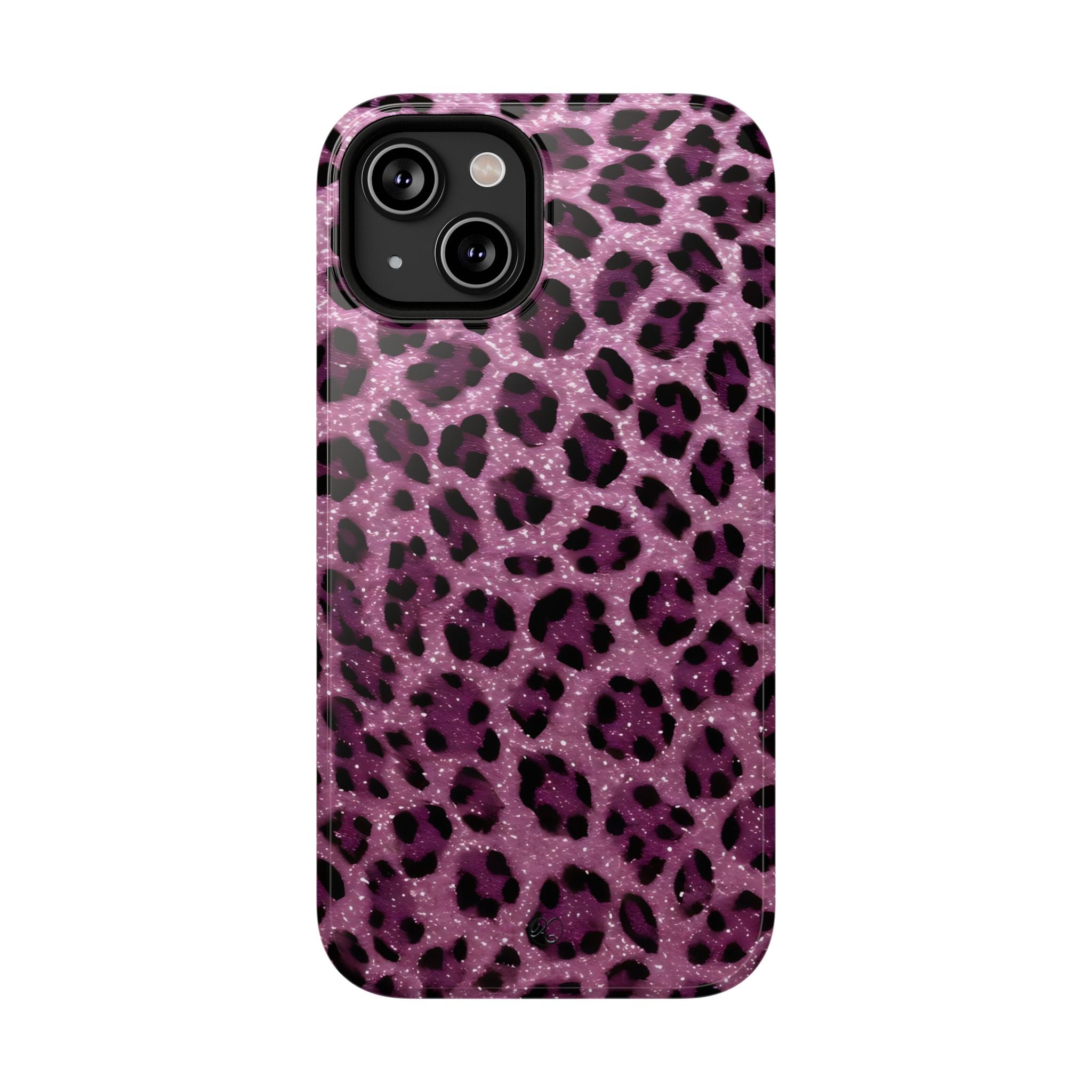 Pink Leopard Impact-Resistant Phone Case — Glitter Animal Print Protective Cover