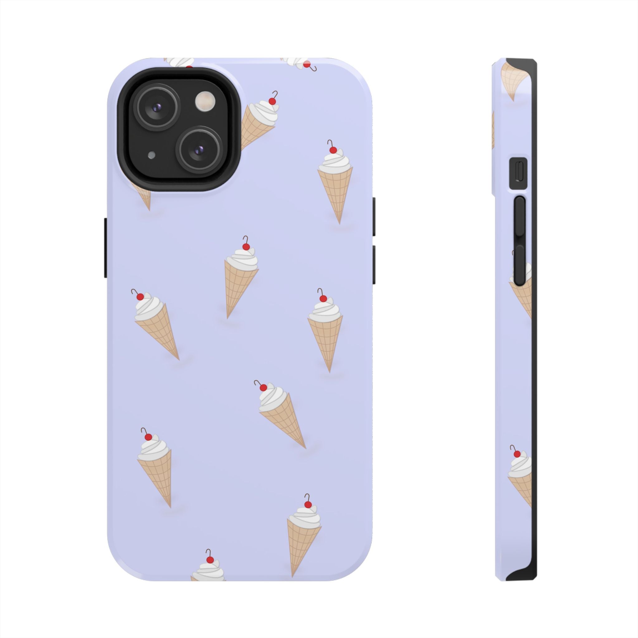 Ice Cream Cone Pattern Tough Phone Case — Pastel Lavender Protective Phone Cover
