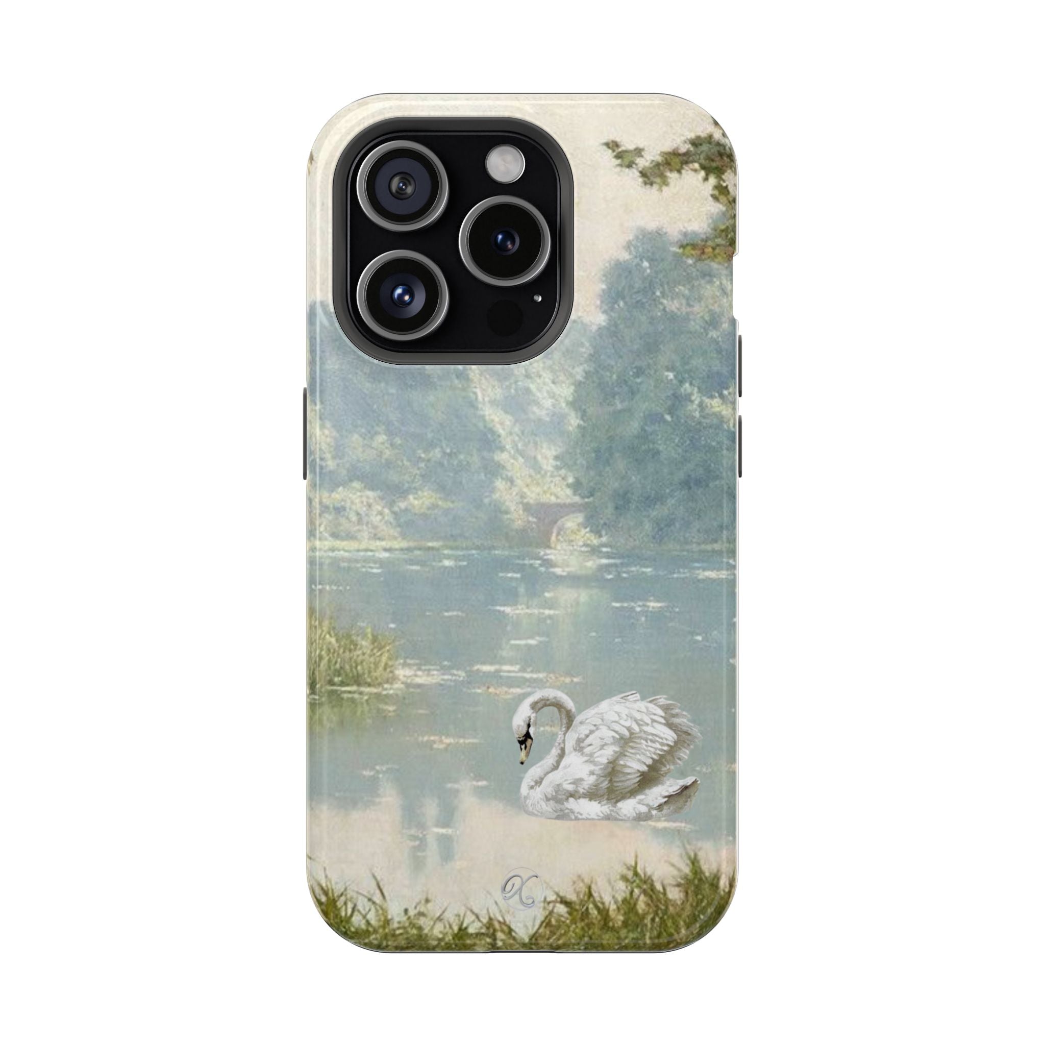 Swan Lake Impact-Resistant Phone Case — Vintage Watercolor Nature Design