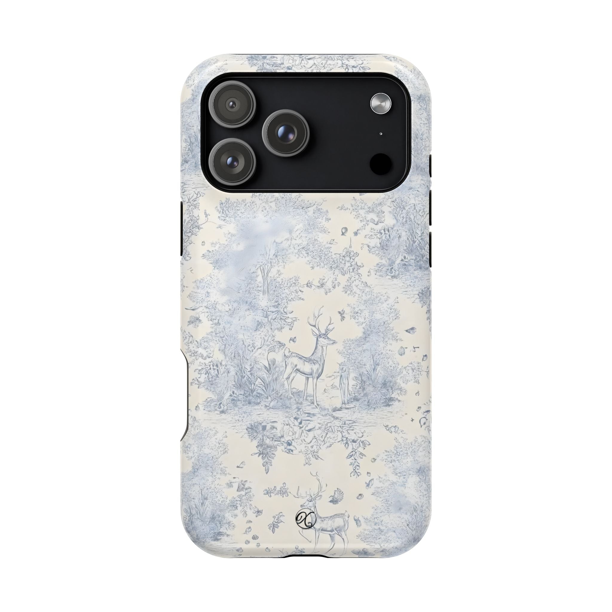 Deer Toile Impact-Resistant Phone Case — Vintage Woodland Pattern