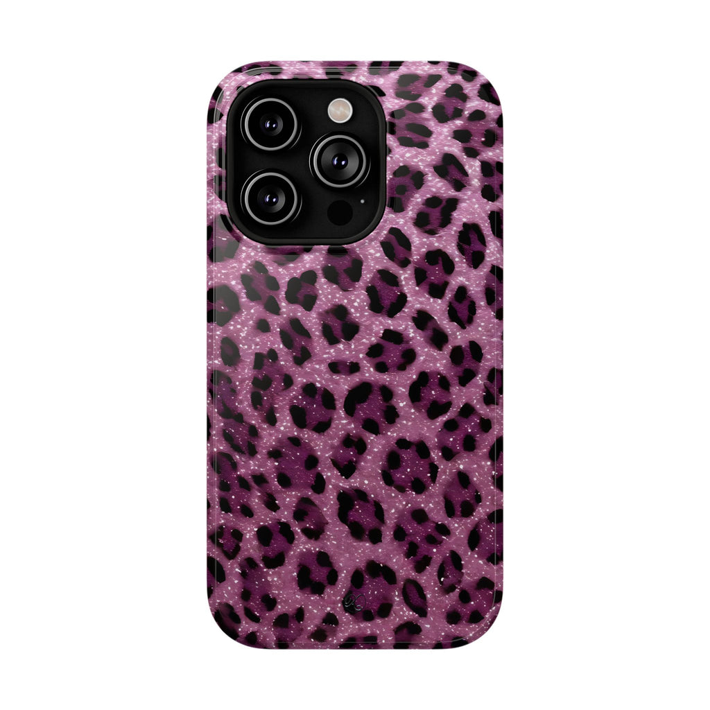 Pink Leopard Impact-Resistant Phone Case — Glitter Animal Print Protective Cover
