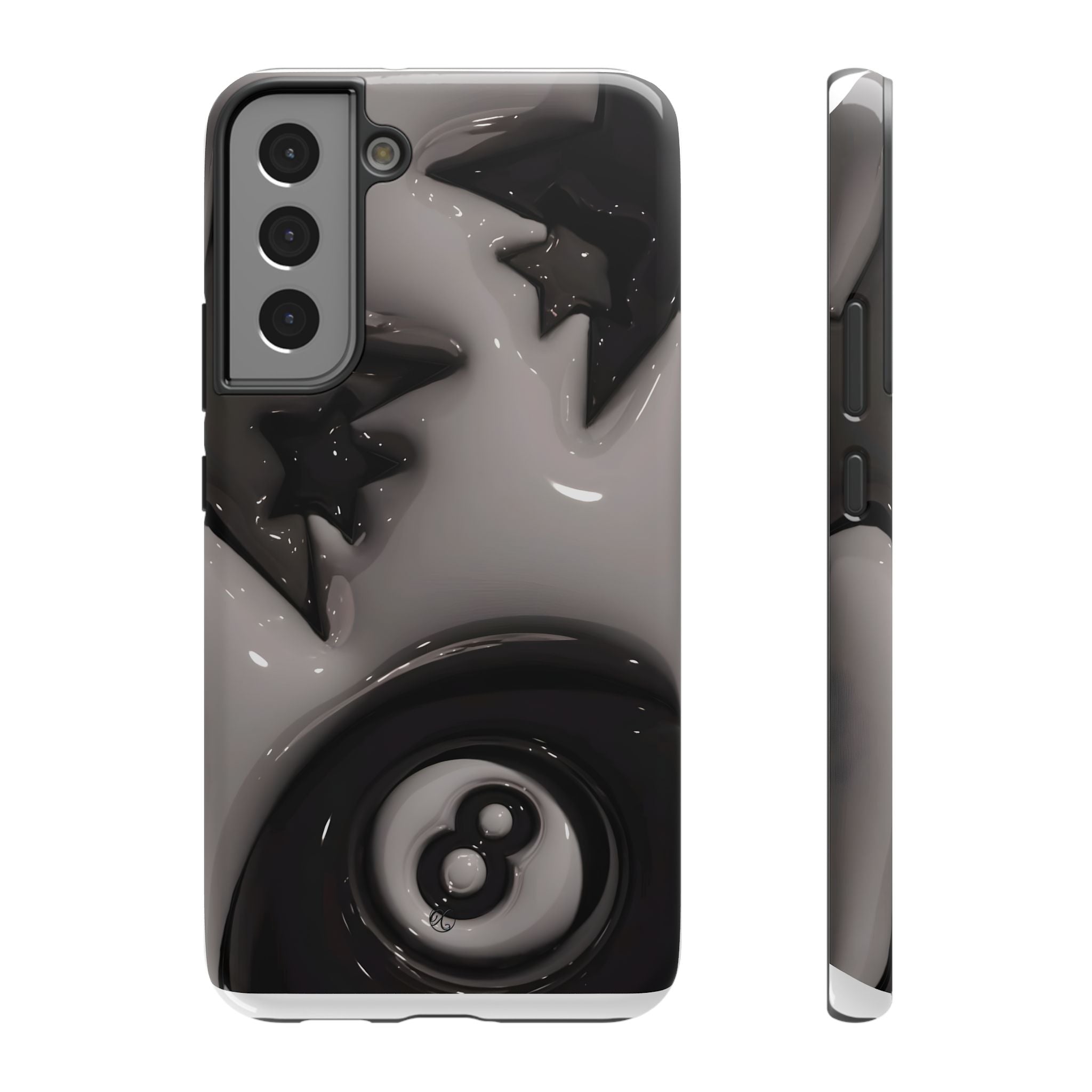 Black 8-Ball & Stars Impact-Resistant Phone Case — Protective iPhone Cover