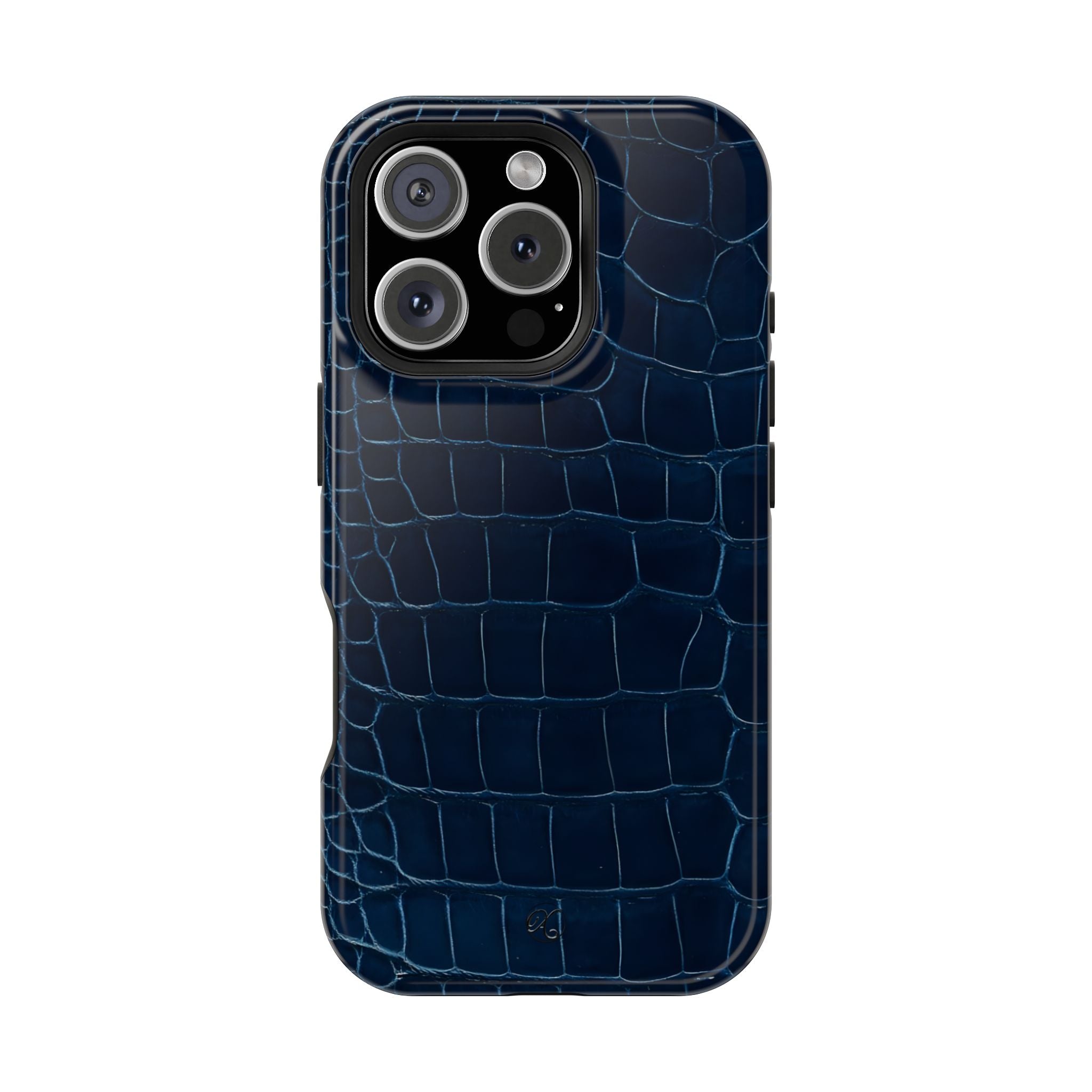 Croc-Embossed Impact-Resistant Phone Case – Navy Protective Cover