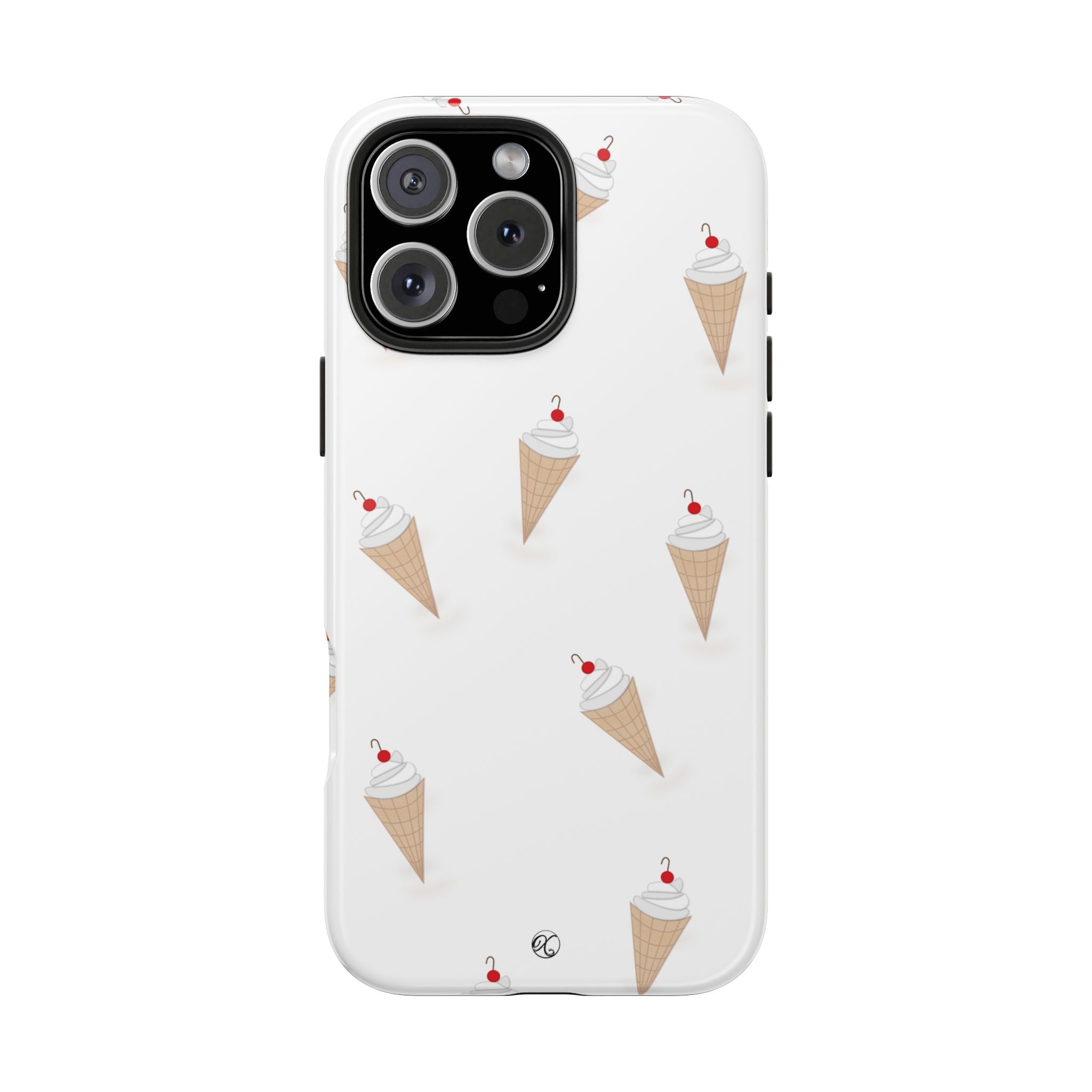 Ice Cream Cone Tough Phone Case — Cute Cherry Sundae Pattern Protective Phone Cover