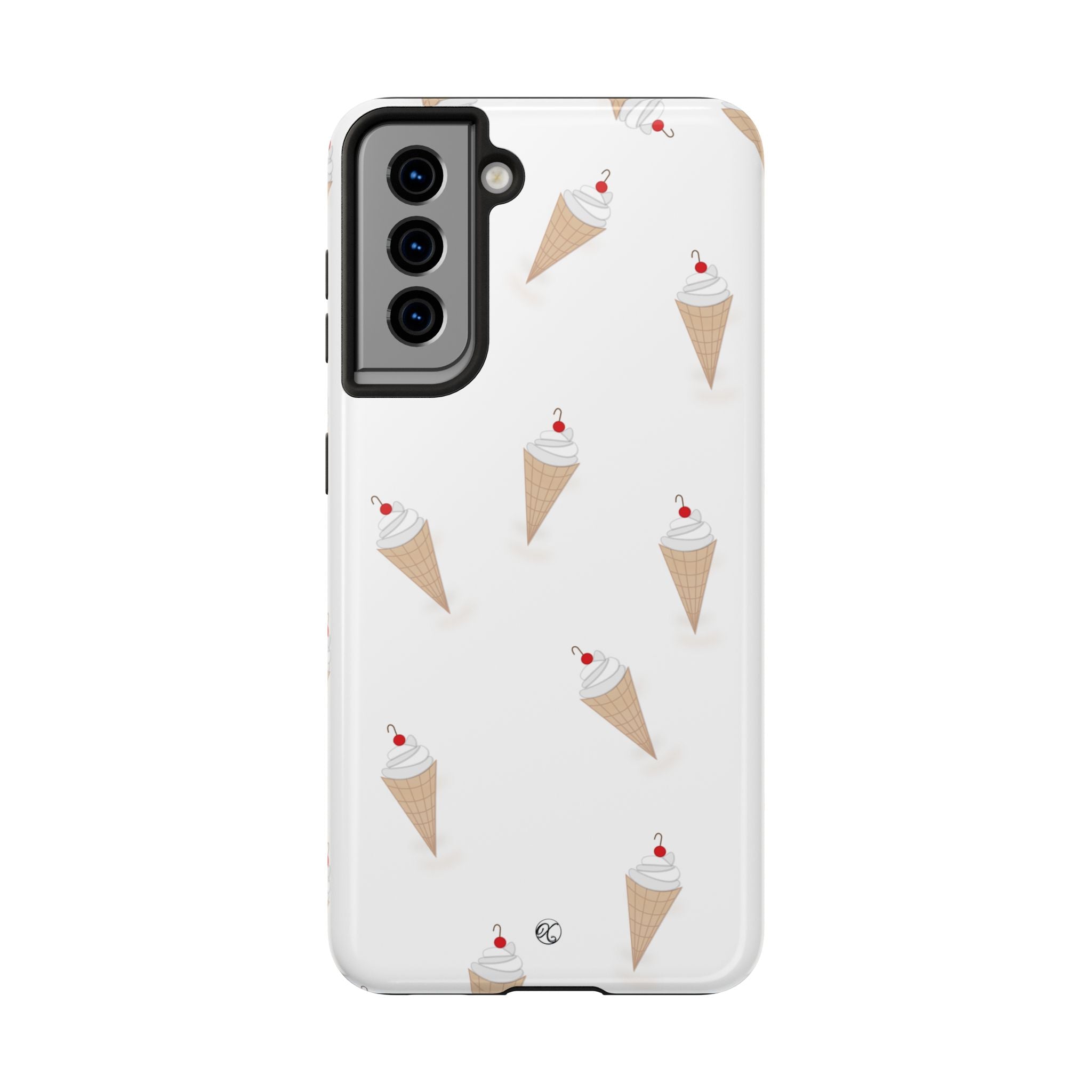 Ice Cream Cone Tough Phone Case — Cute Cherry Sundae Pattern Protective Phone Cover