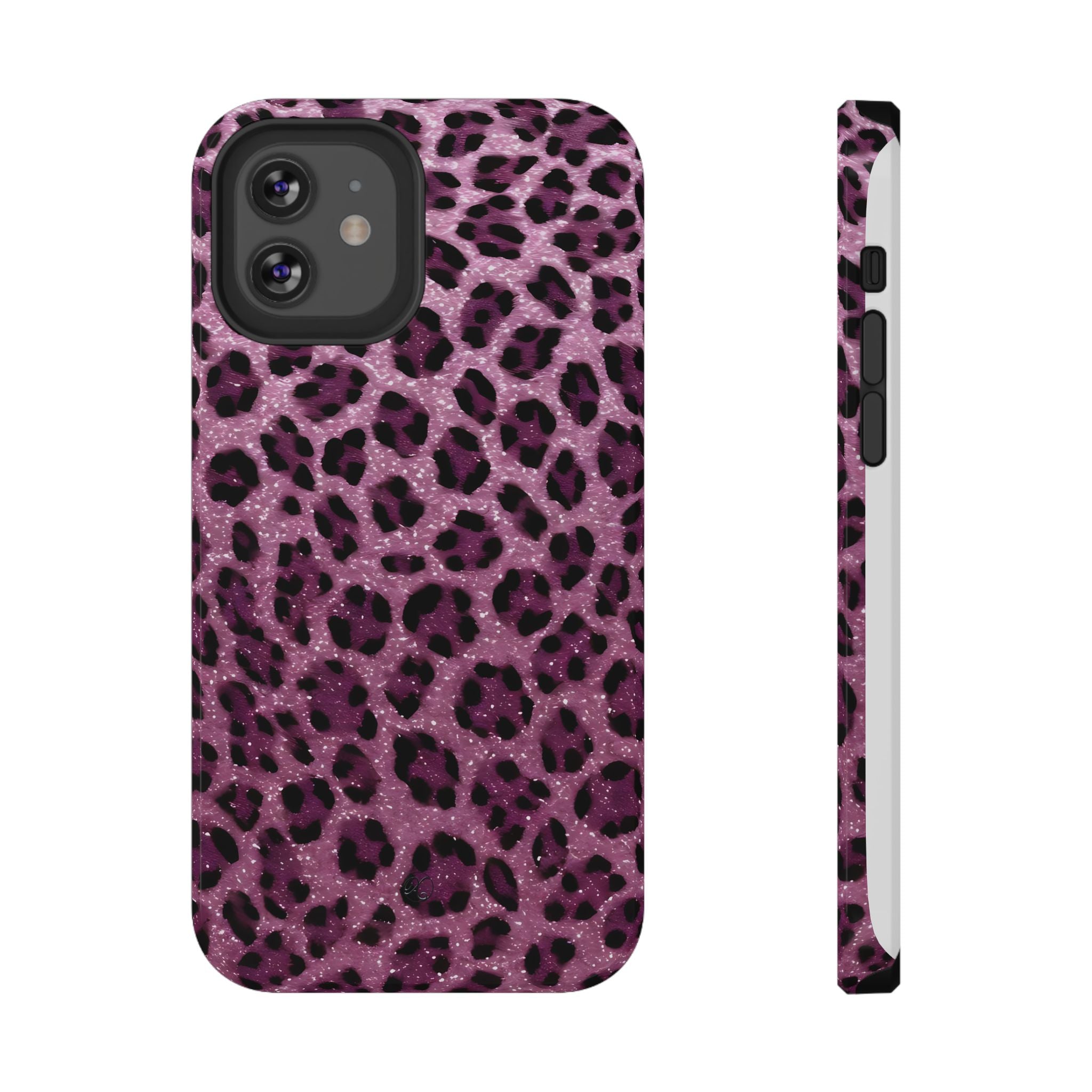 Pink Leopard Impact-Resistant Phone Case — Glitter Animal Print Protective Cover
