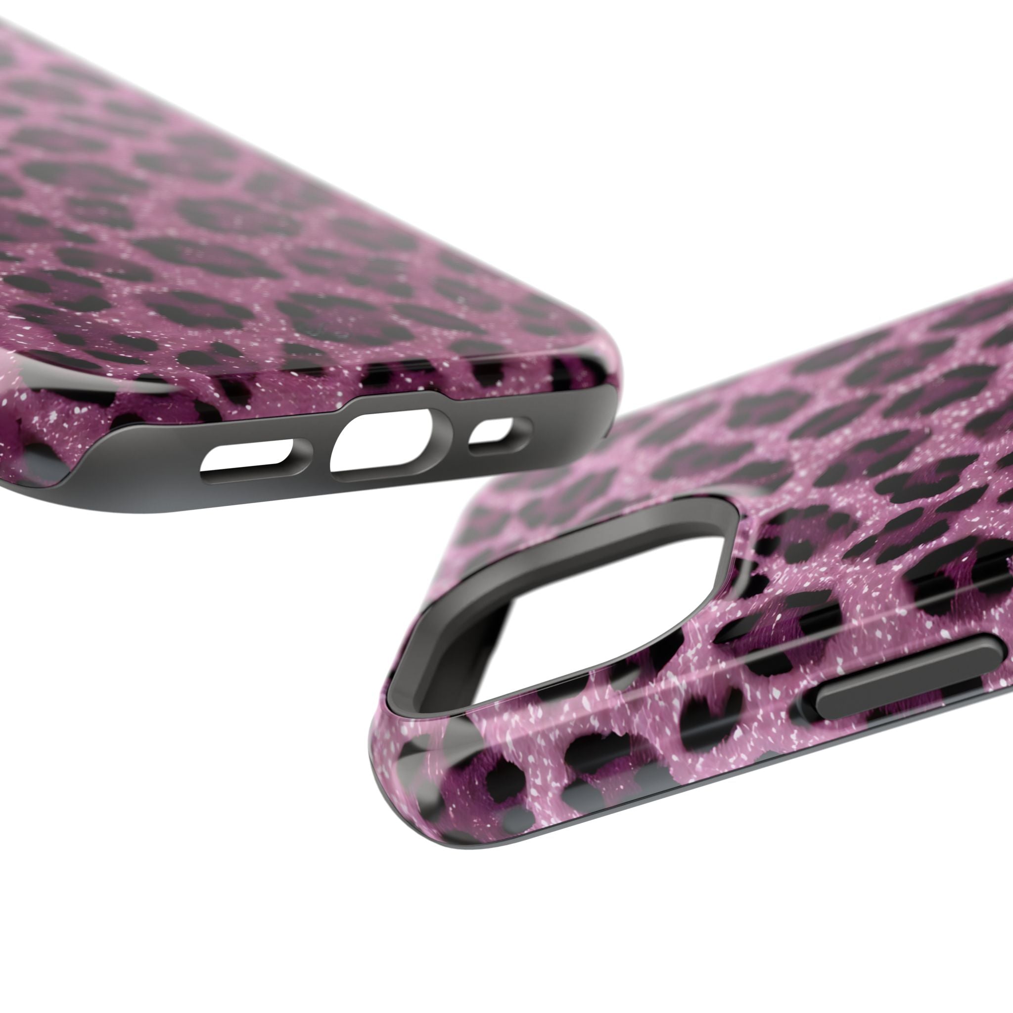 Pink Leopard Impact-Resistant Phone Case — Glitter Animal Print Protective Cover