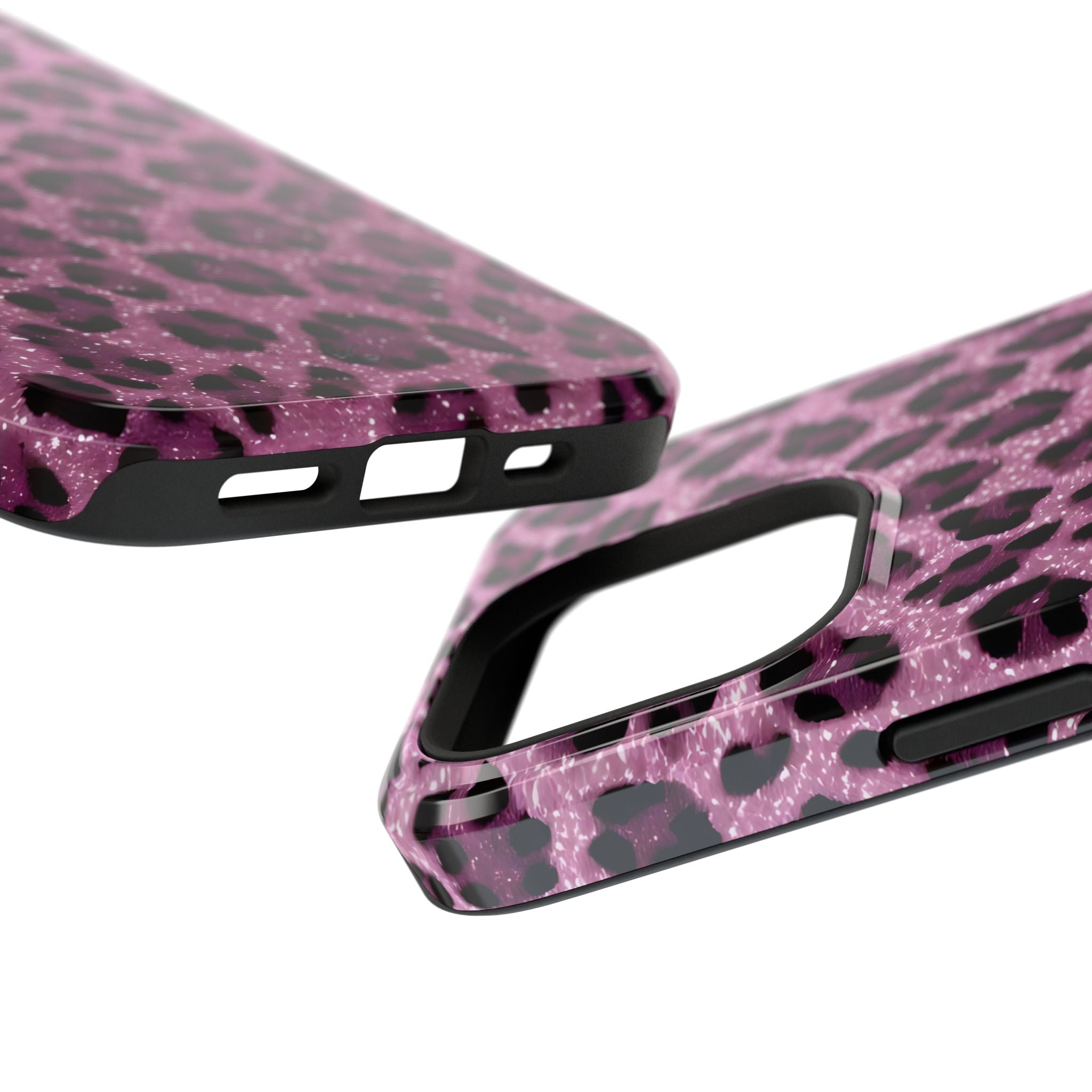 Pink Leopard Impact-Resistant Phone Case — Glitter Animal Print Protective Cover