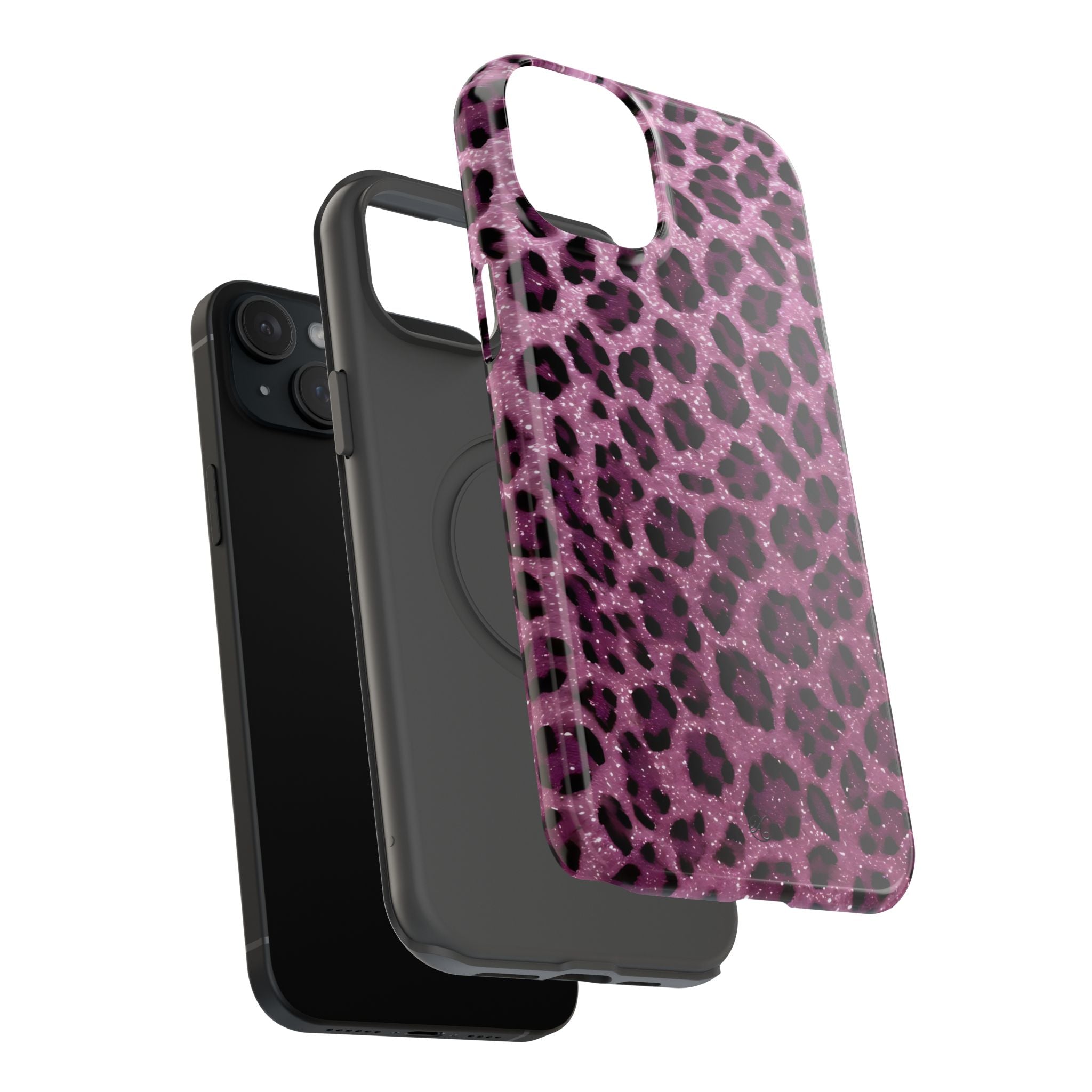 Pink Leopard Impact-Resistant Phone Case — Glitter Animal Print Protective Cover