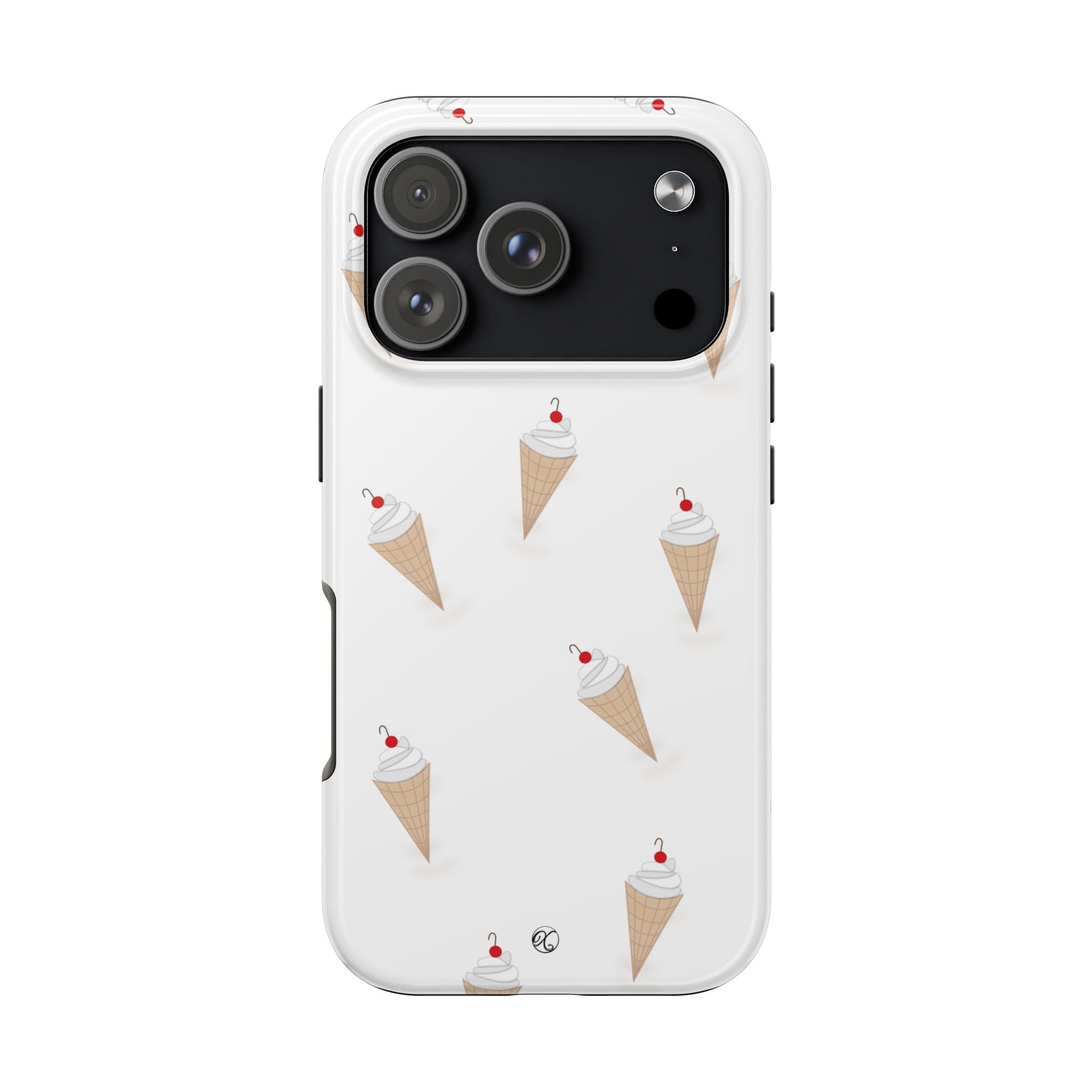 Ice Cream Cone Tough Phone Case — Cute Cherry Sundae Pattern Protective Phone Cover