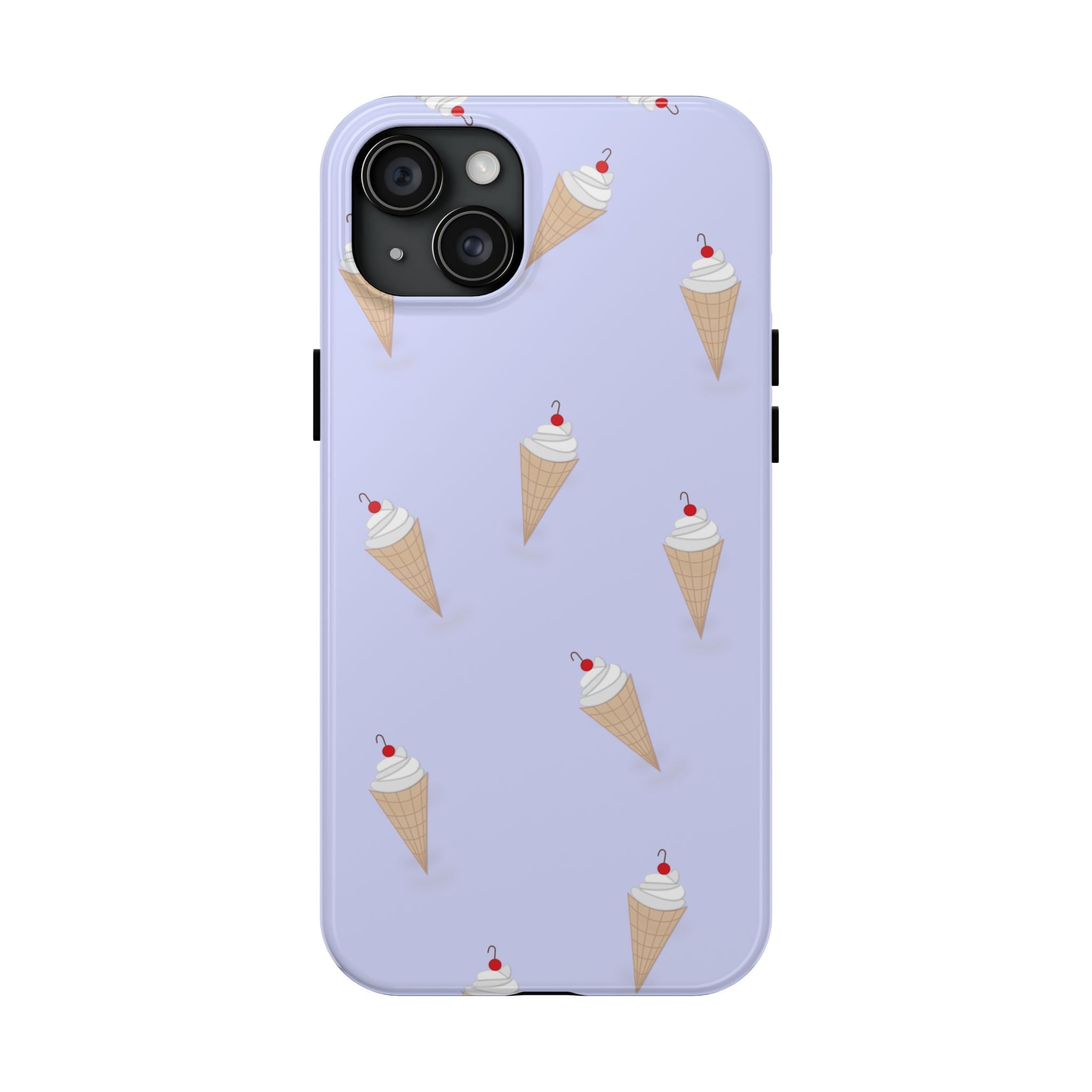 Ice Cream Cone Pattern Tough Phone Case — Pastel Lavender Protective Phone Cover