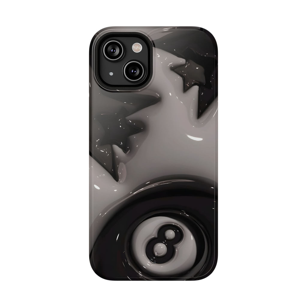 Black 8-Ball & Stars Impact-Resistant Phone Case — Protective iPhone Cover