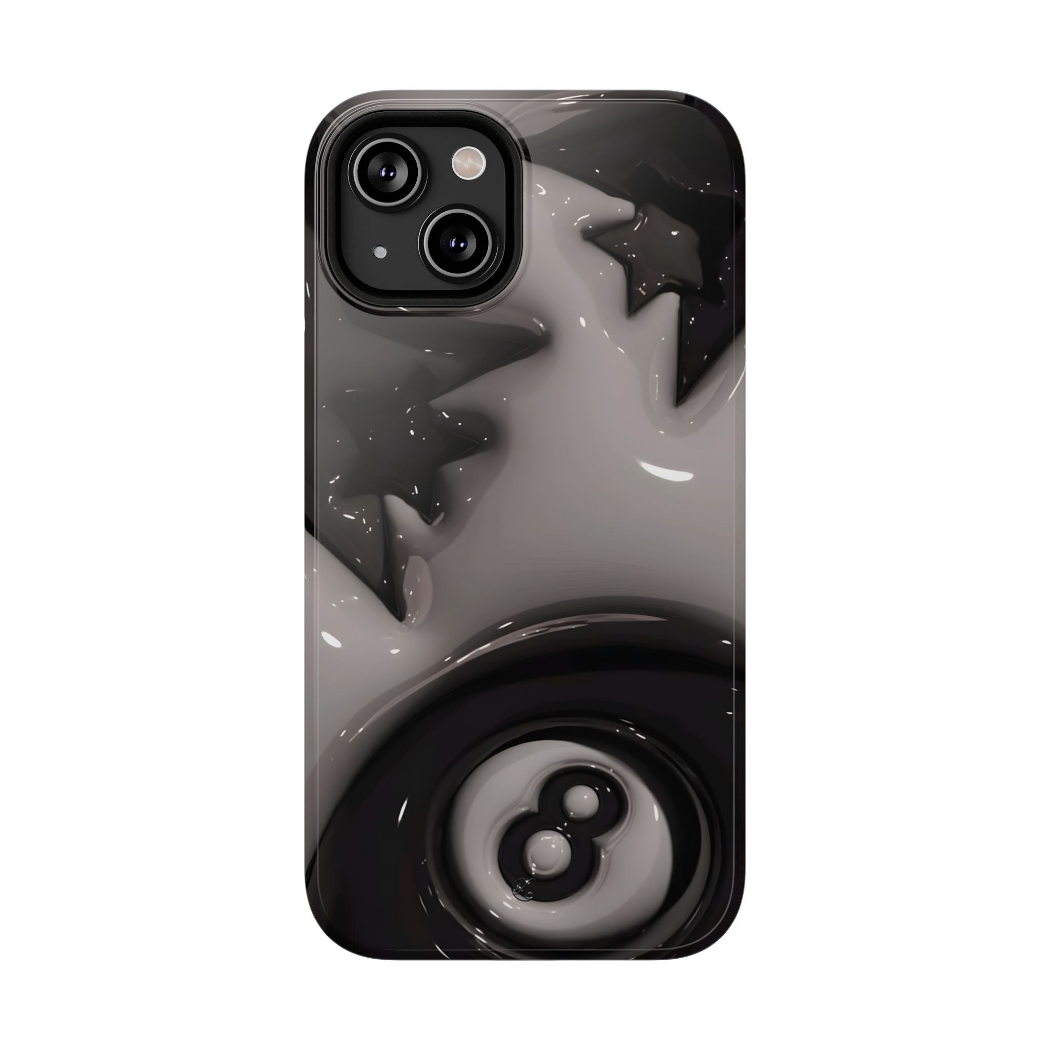 Black 8-Ball & Stars Impact-Resistant Phone Case — Protective iPhone Cover