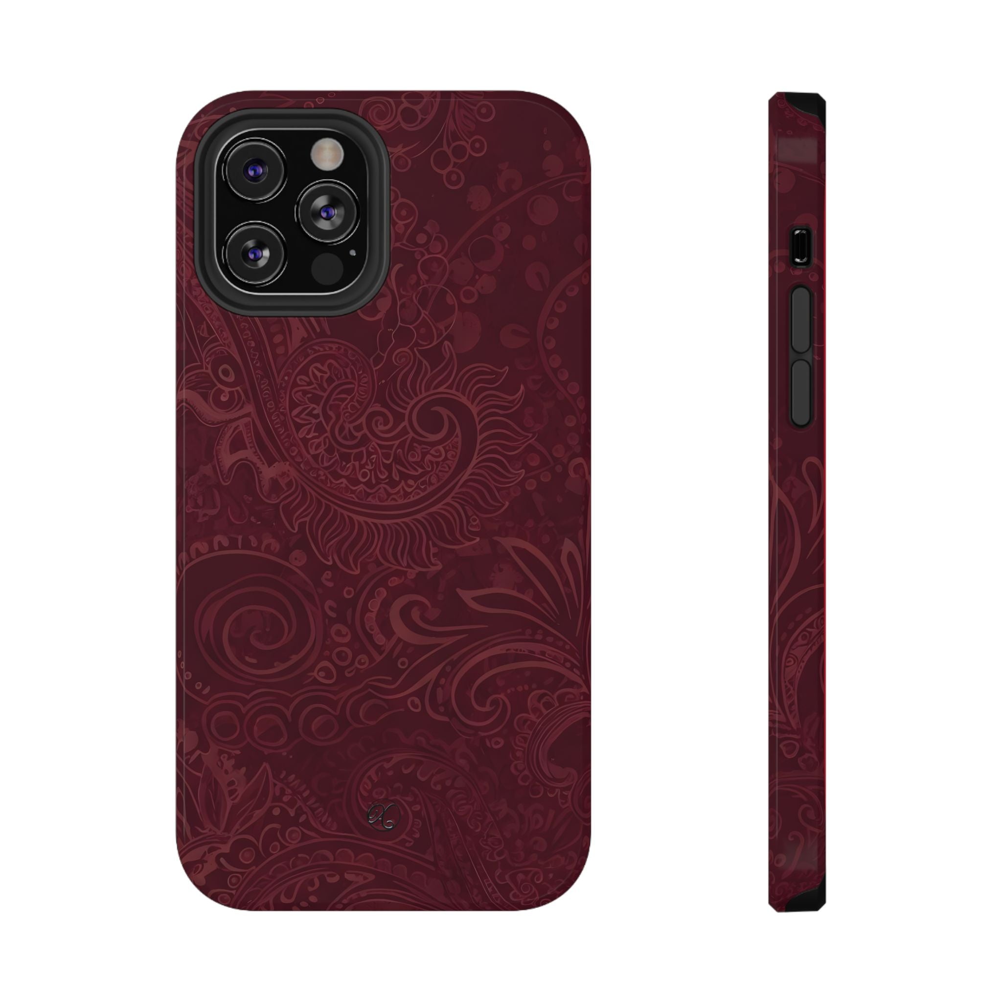Burgundy Paisley Impact-Resistant Phone Case