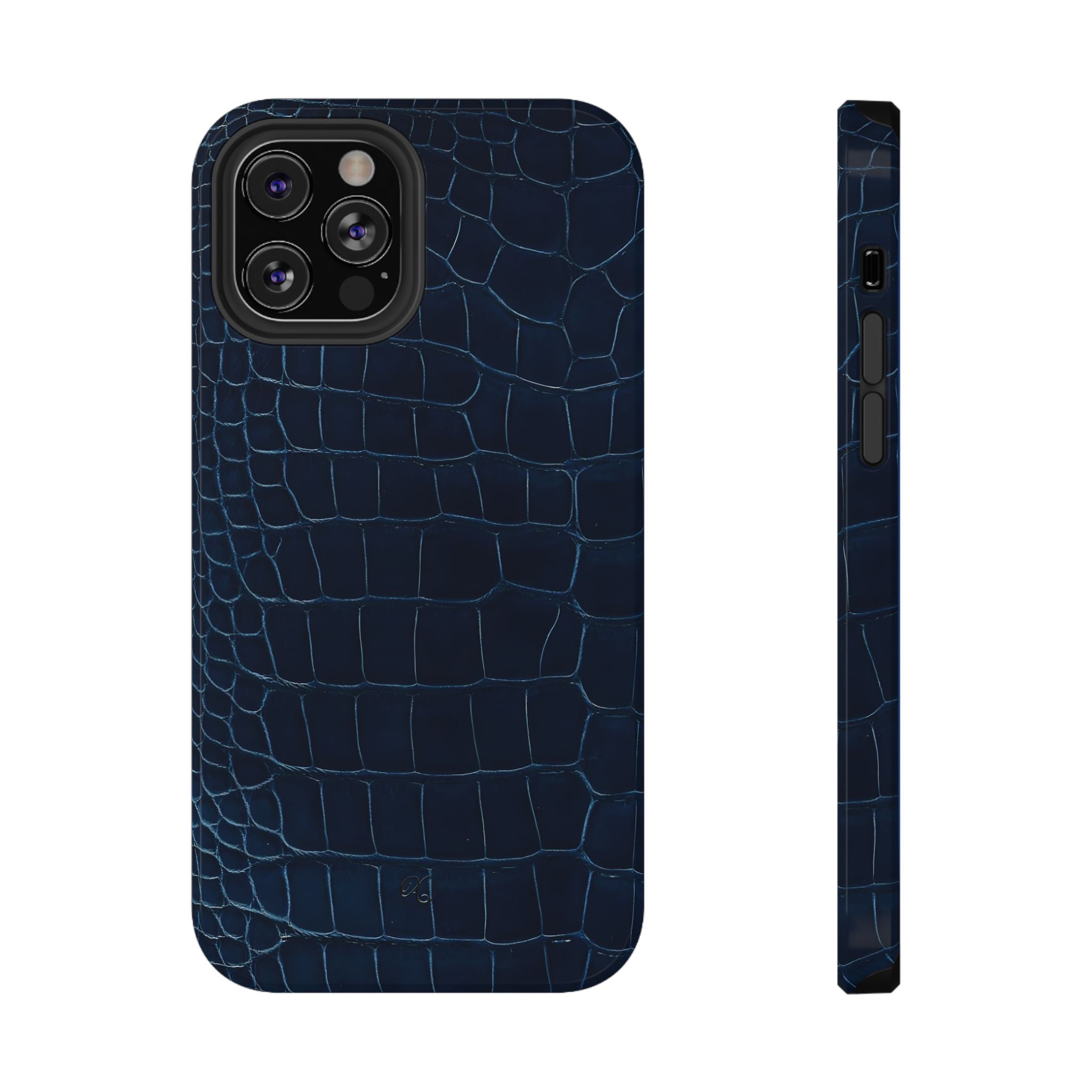 Croc-Embossed Impact-Resistant Phone Case – Navy Protective Cover