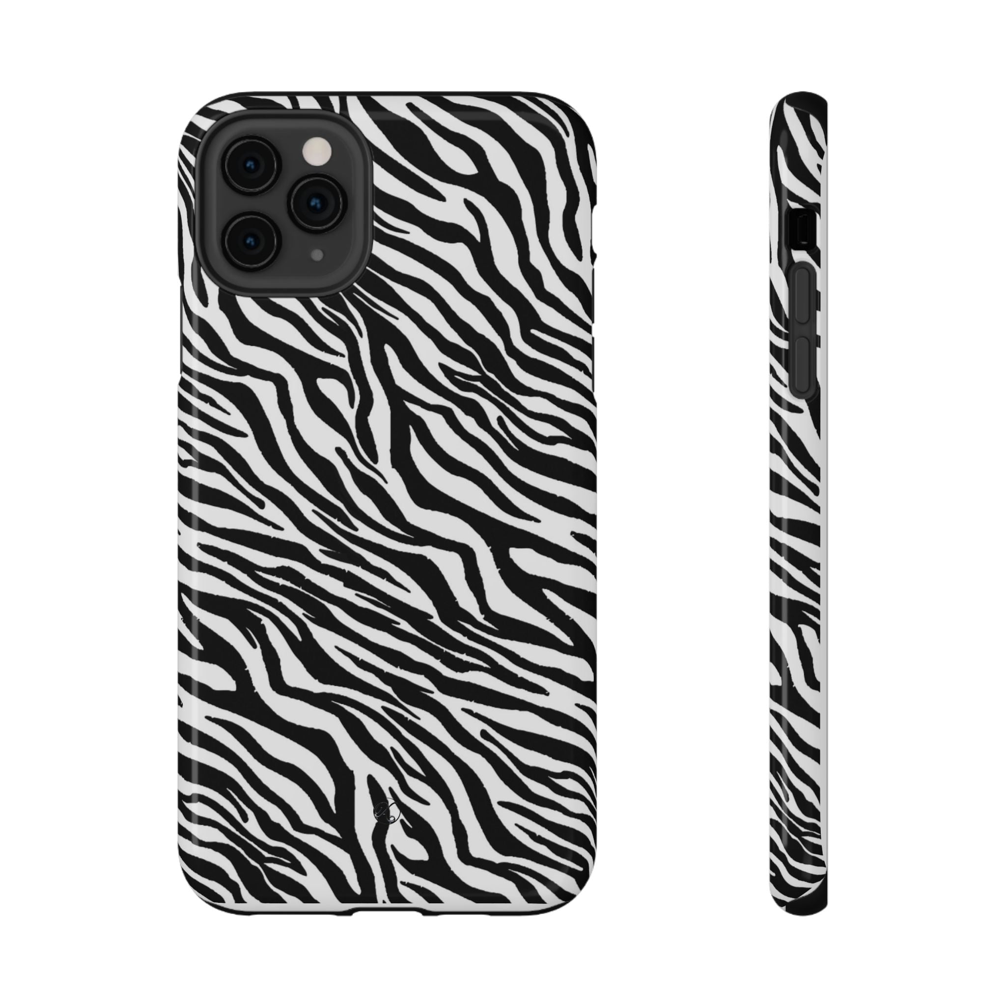 Zebra Print Impact-Resistant Phone Case — Black & White Safari Design