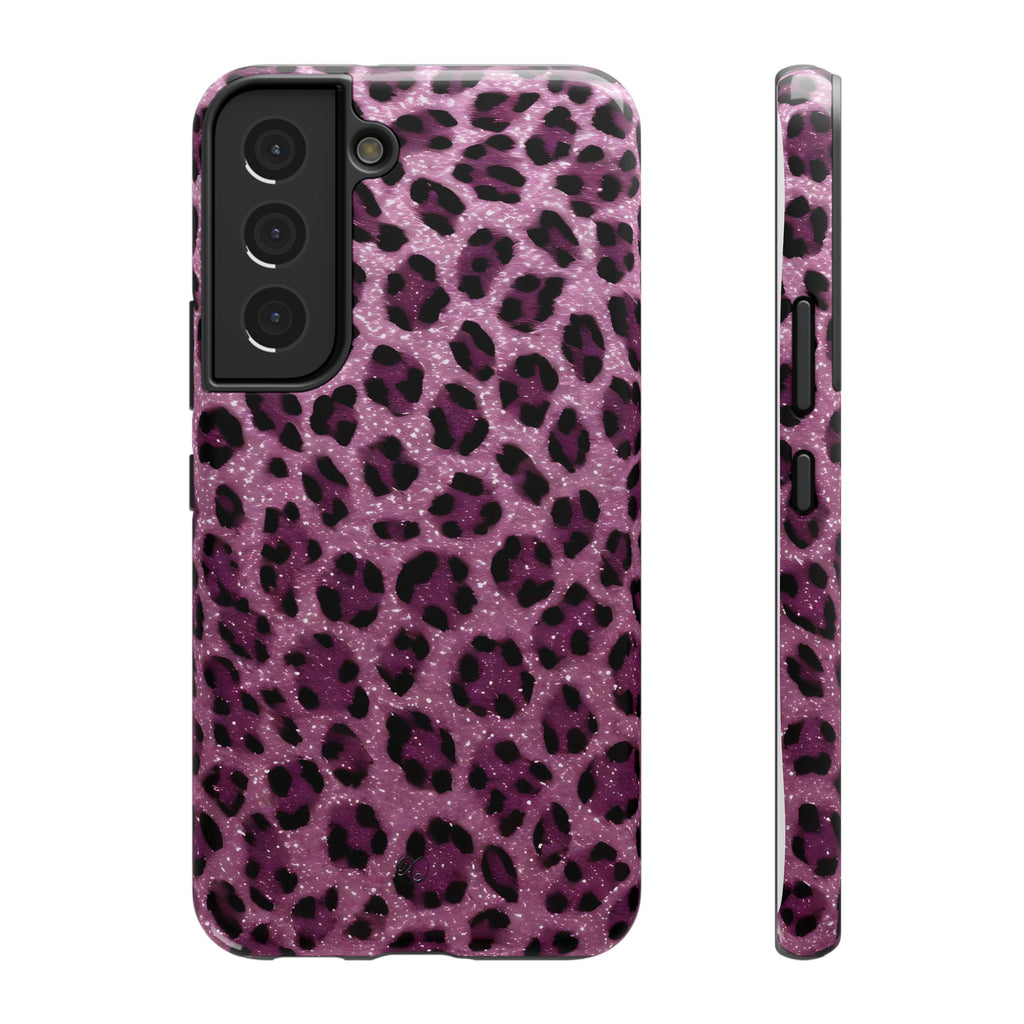 Pink Leopard Impact-Resistant Phone Case — Glitter Animal Print Protective Cover
